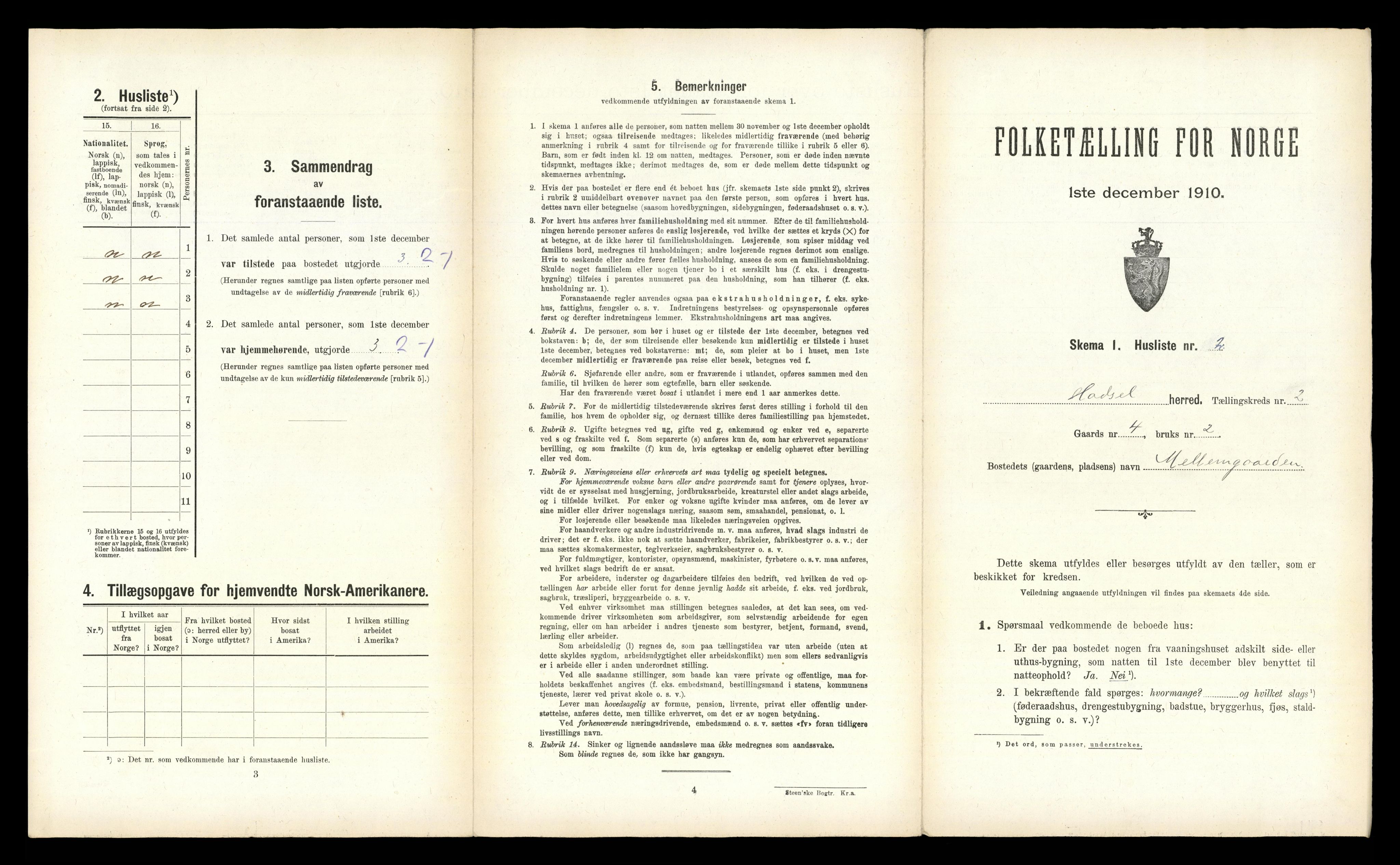 RA, Folketelling 1910 for 1866 Hadsel herred, 1910, s. 283