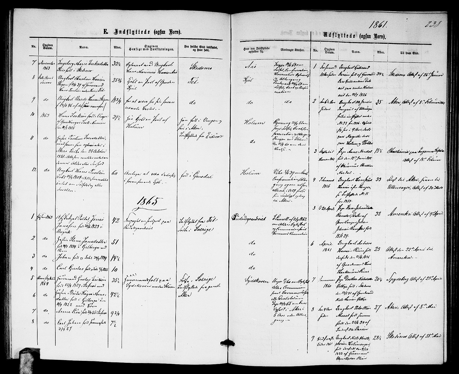 Nittedal prestekontor Kirkebøker, AV/SAO-A-10365a/G/Ga/L0001: Klokkerbok nr. I 1, 1859-1878, s. 238