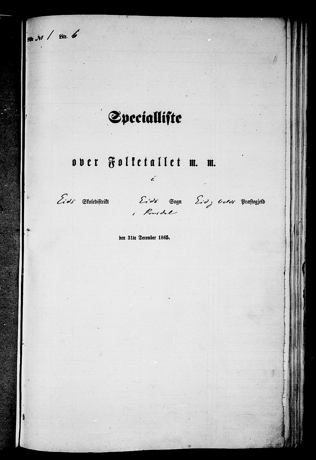 RA, Folketelling 1865 for 1537P Eid og Vold prestegjeld, 1865, s. 19