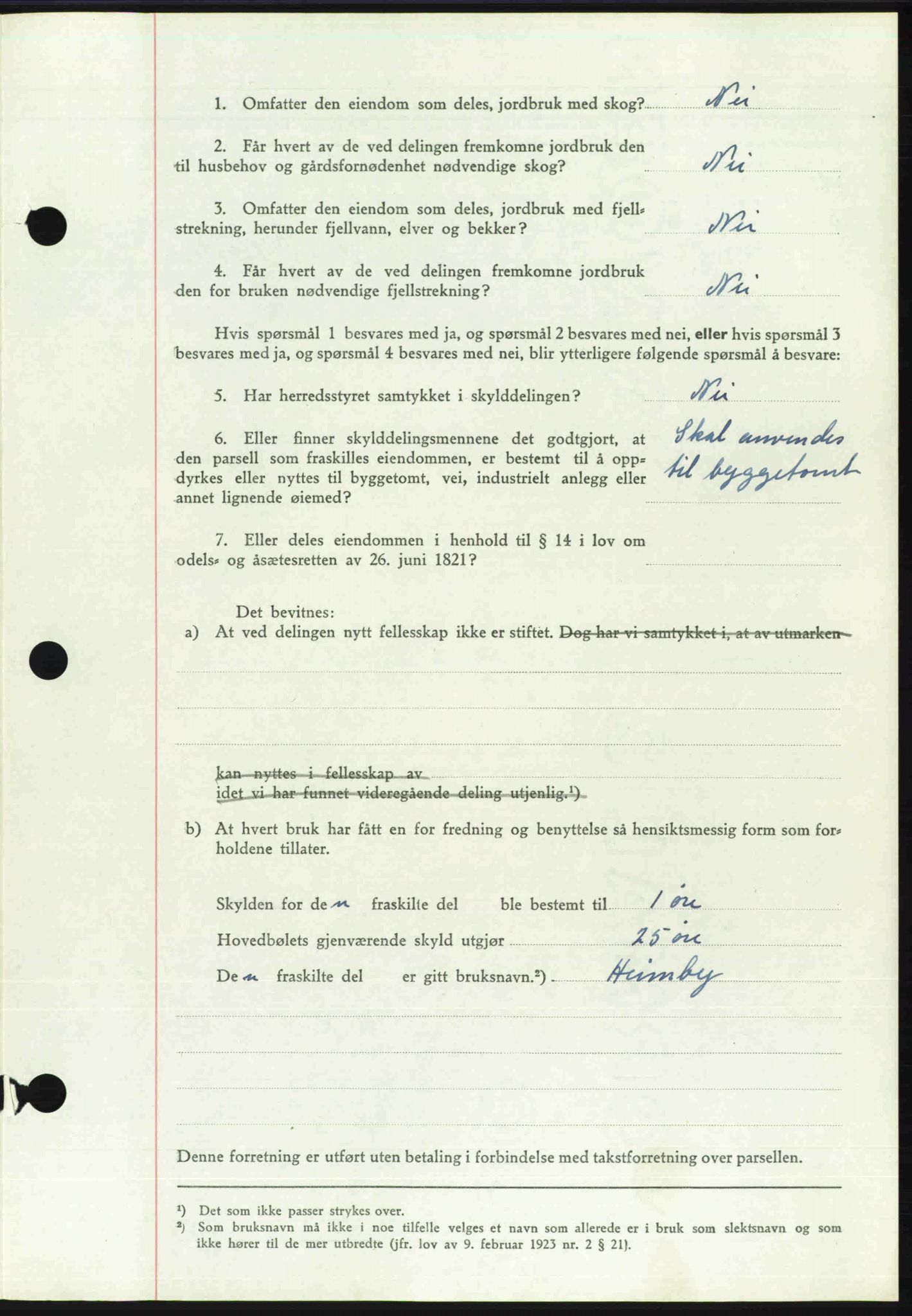 Toten tingrett, SAH/TING-006/H/Hb/Hbc/L0020: Pantebok nr. Hbc-20, 1948-1948, Dagboknr: 2187/1948