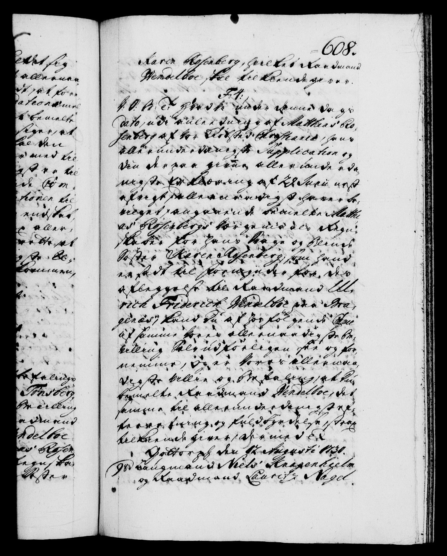 Danske Kanselli 1572-1799, AV/RA-EA-3023/F/Fc/Fca/Fcab/L0024: Norske tegnelser, 1728-1730, s. 607a