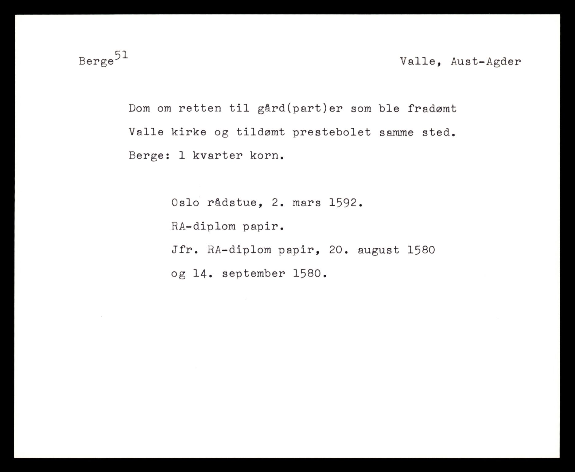 Riksarkivets diplomsamling, AV/RA-EA-5965/F35/F35e/L0024: Registreringssedler Aust-Agder 2, 1400-1700, s. 543