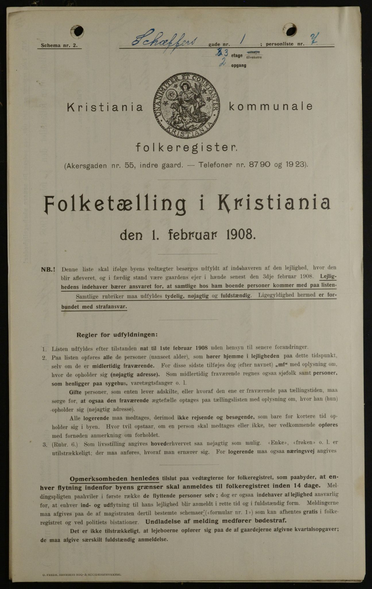 OBA, Kommunal folketelling 1.2.1908 for Kristiania kjøpstad, 1908, s. 83661