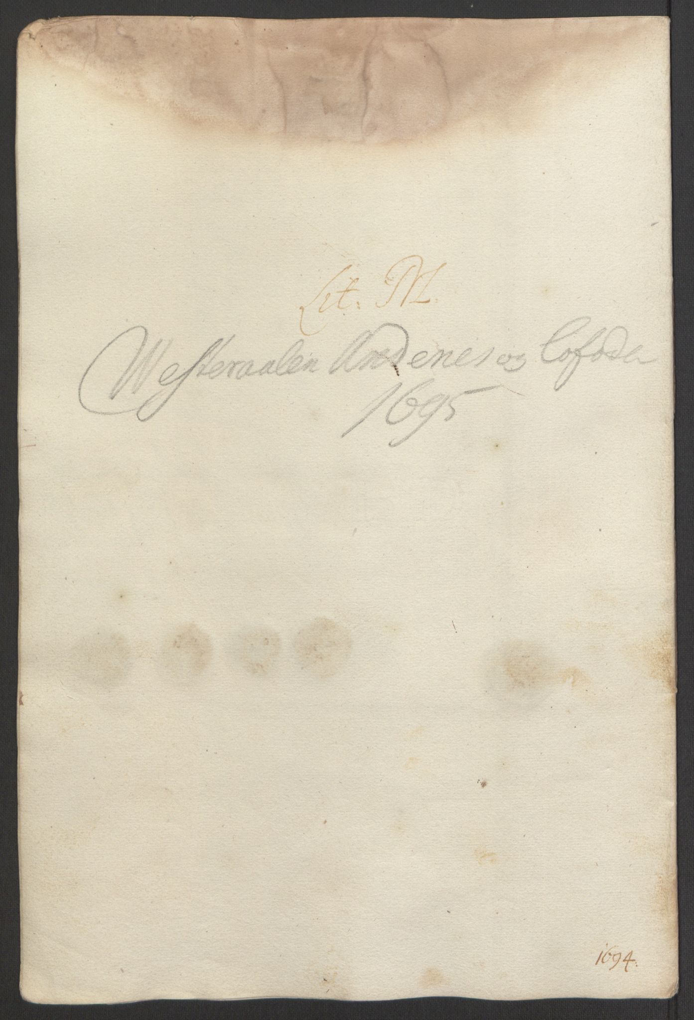 Rentekammeret inntil 1814, Reviderte regnskaper, Fogderegnskap, AV/RA-EA-4092/R67/L4677: Fogderegnskap Vesterålen, Andenes og Lofoten, 1694-1695, s. 319