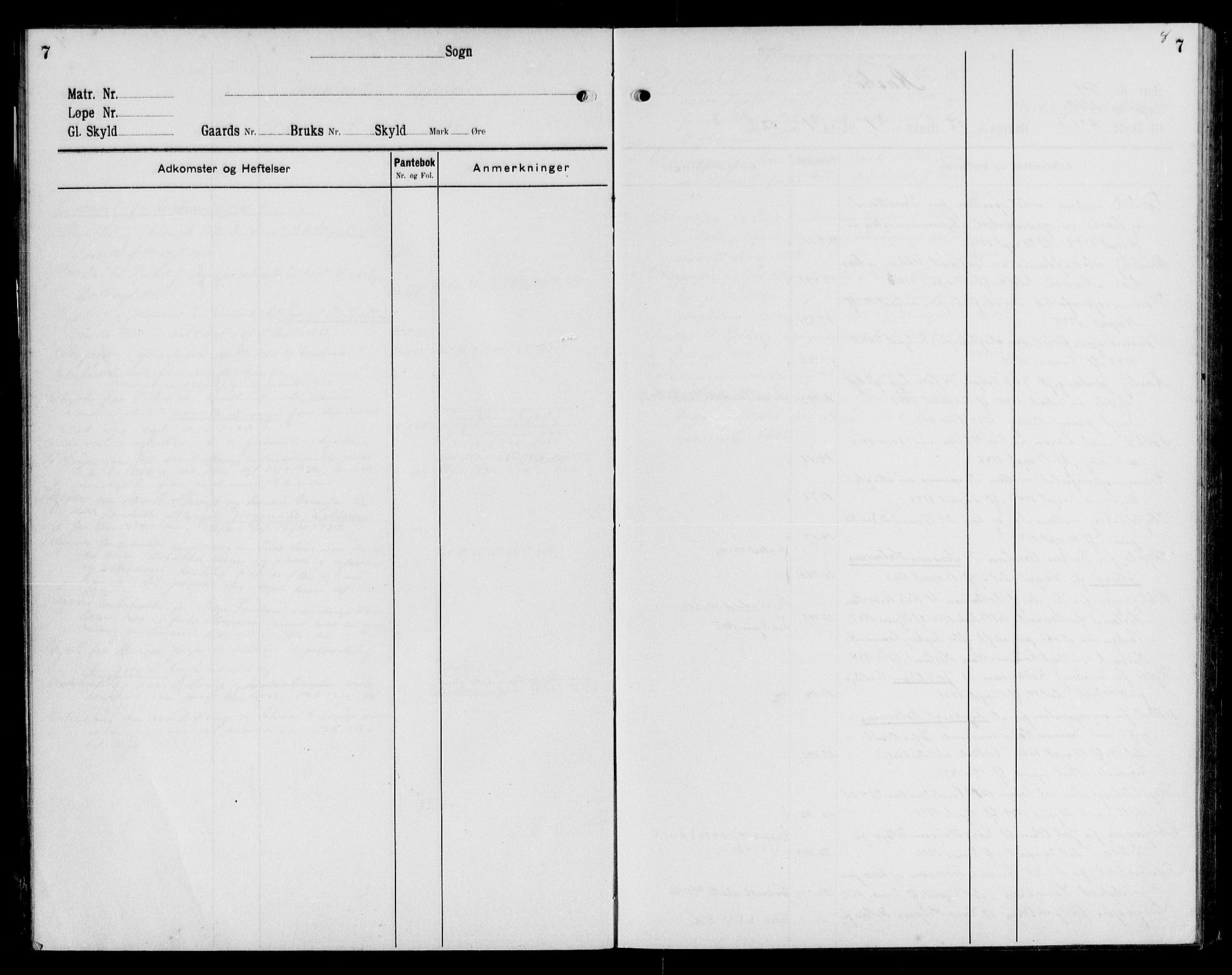 Sunnhordland sorenskrivar, SAB/A-2401/1/G/Ga/Gai/L0001: Panteregister nr. II.A.i.1, 1916-1949, s. 7