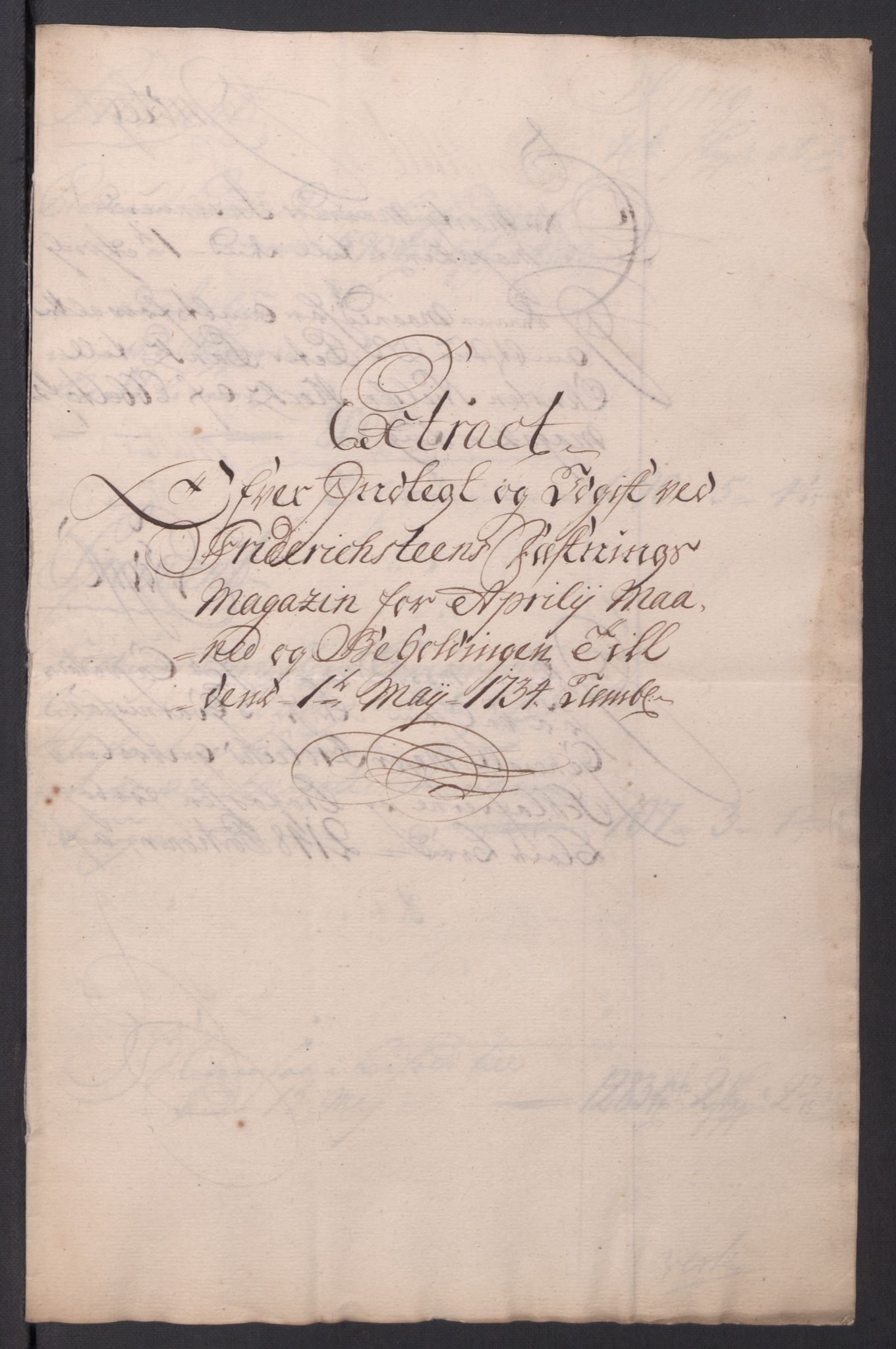 Kommanderende general (KG I) med Det norske krigsdirektorium, AV/RA-EA-5419/D/L0154: Fredriksten festning: Brev, inventarfortegnelser og regnskapsekstrakter, 1730-1739, s. 233