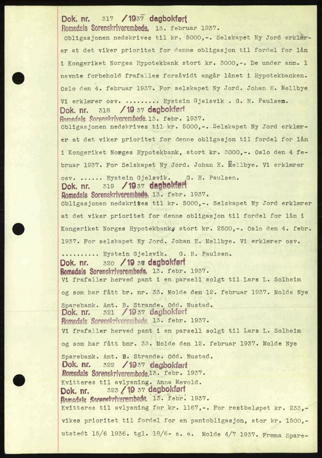 Romsdal sorenskriveri, AV/SAT-A-4149/1/2/2C: Pantebok nr. C1a, 1936-1945, Dagboknr: 317/1937