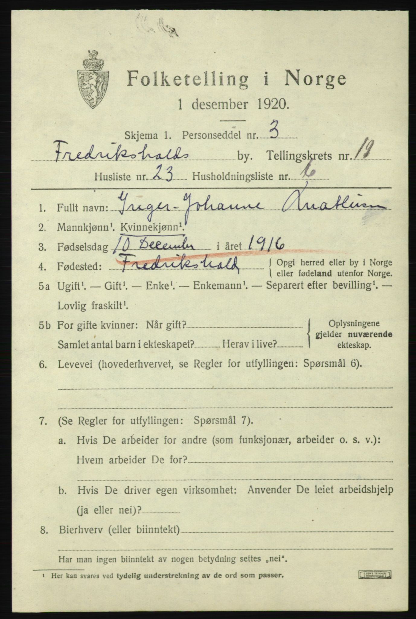 SAO, Folketelling 1920 for 0101 Fredrikshald kjøpstad, 1920, s. 28796