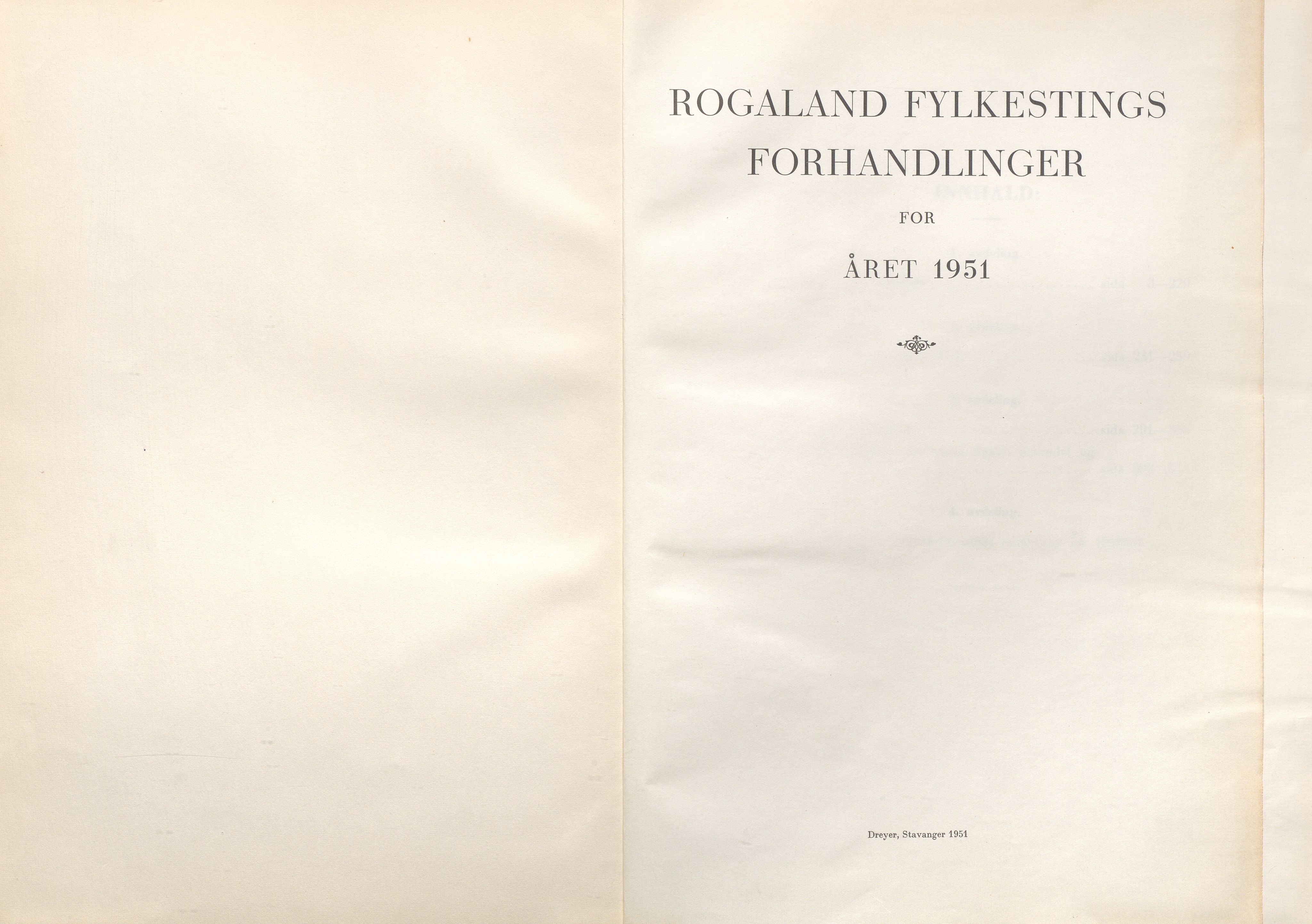 Rogaland fylkeskommune - Fylkesrådmannen , IKAR/A-900/A/Aa/Aaa/L0070: Møtebok , 1951