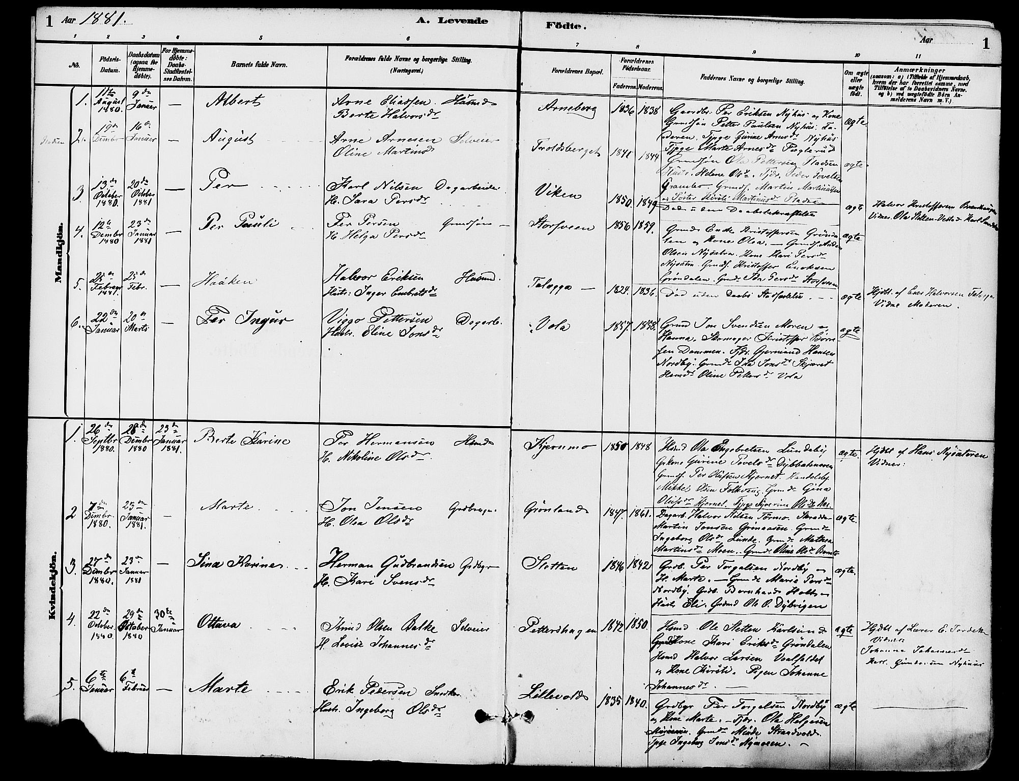 Trysil prestekontor, SAH/PREST-046/H/Ha/Haa/L0008: Ministerialbok nr. 8, 1881-1897, s. 1