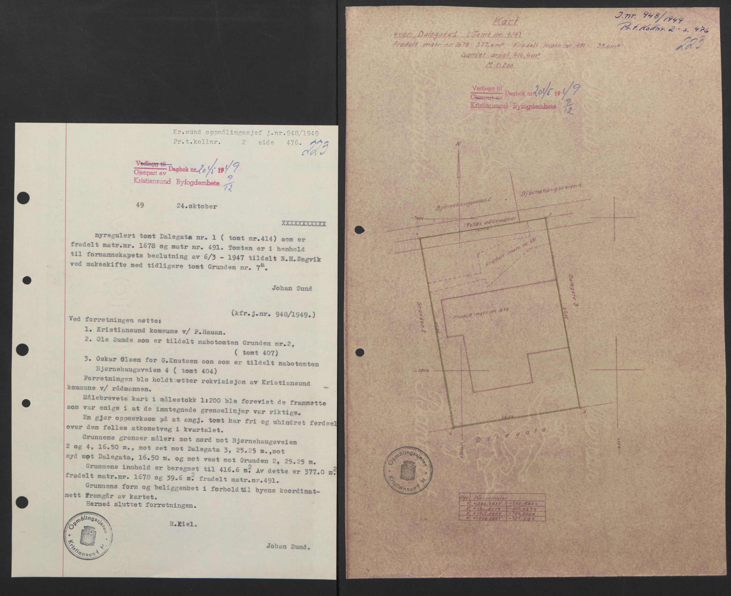 Kristiansund byfogd, SAT/A-4587/A/27: Pantebok nr. 42, 1947-1950, Dagboknr: 2045/1949