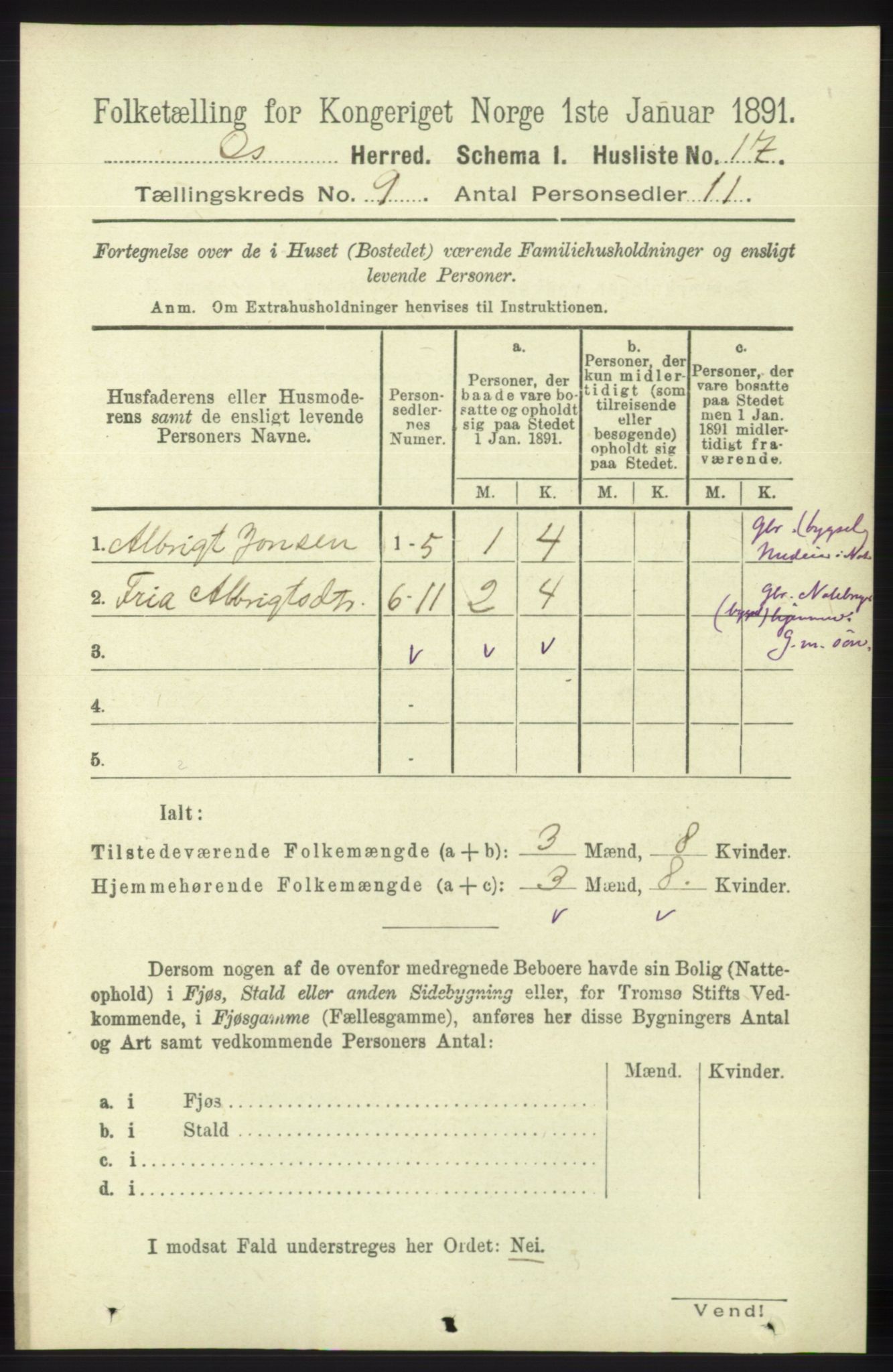 RA, Folketelling 1891 for 1243 Os herred, 1891, s. 1921