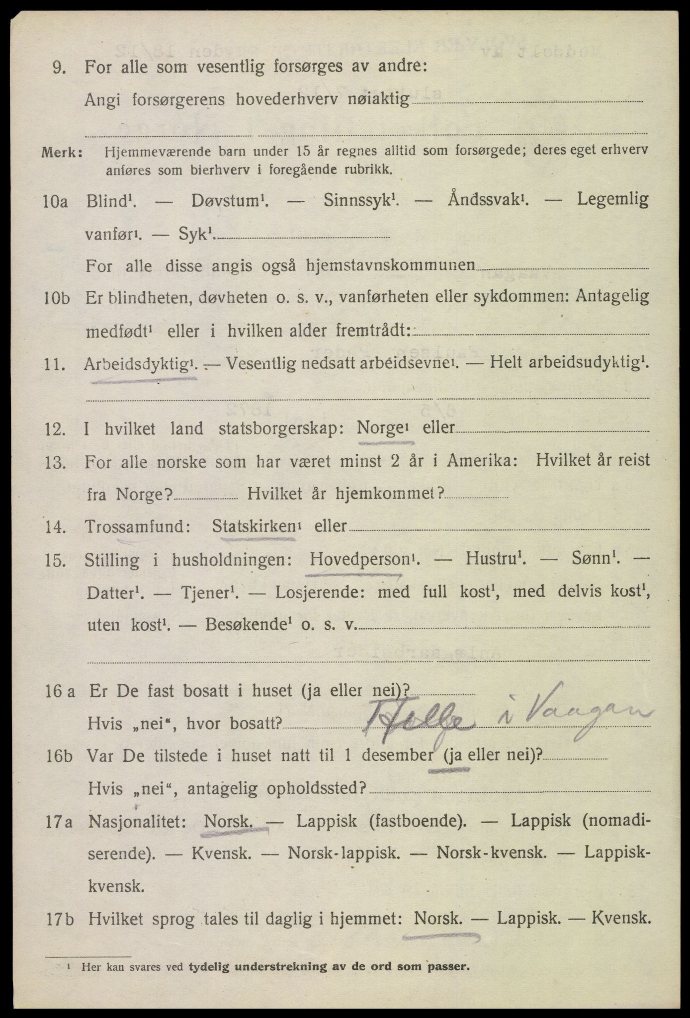 SAT, Folketelling 1920 for 1865 Vågan herred, 1920, s. 6064
