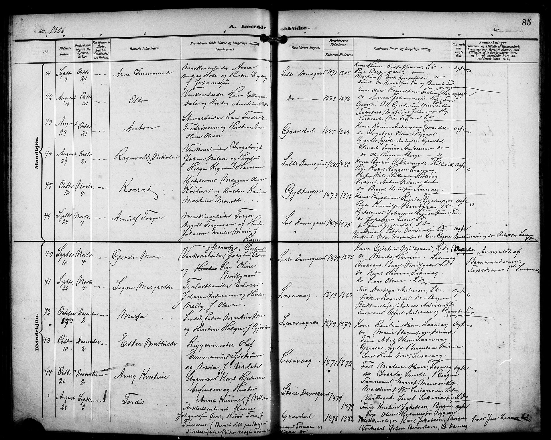 Laksevåg Sokneprestembete, AV/SAB-A-76501/H/Ha/Hab/Haba/L0004: Klokkerbok nr. A 4, 1899-1909, s. 85
