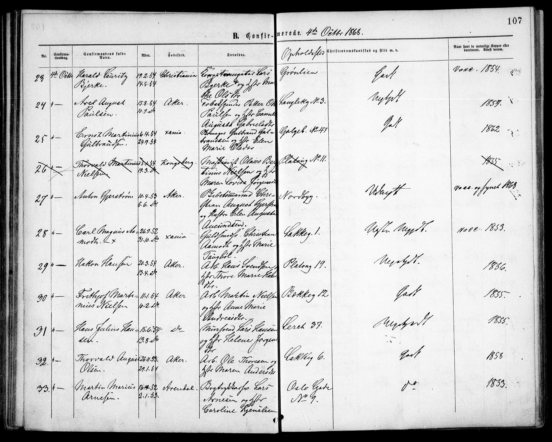 Grønland prestekontor Kirkebøker, AV/SAO-A-10848/F/Fa/L0003: Ministerialbok nr. 3, 1862-1868, s. 107