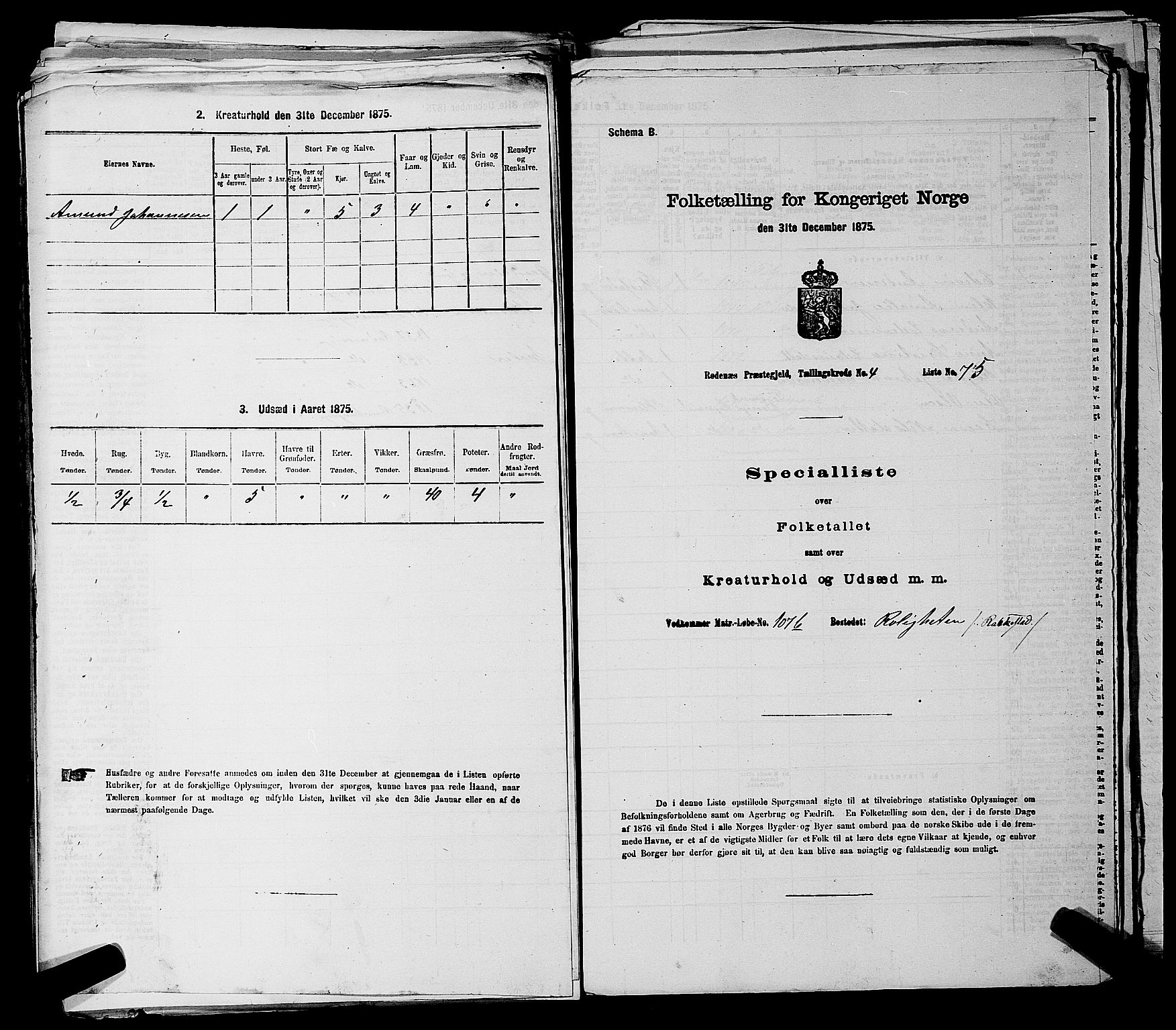 RA, Folketelling 1875 for 0120P Rødenes prestegjeld, 1875, s. 657