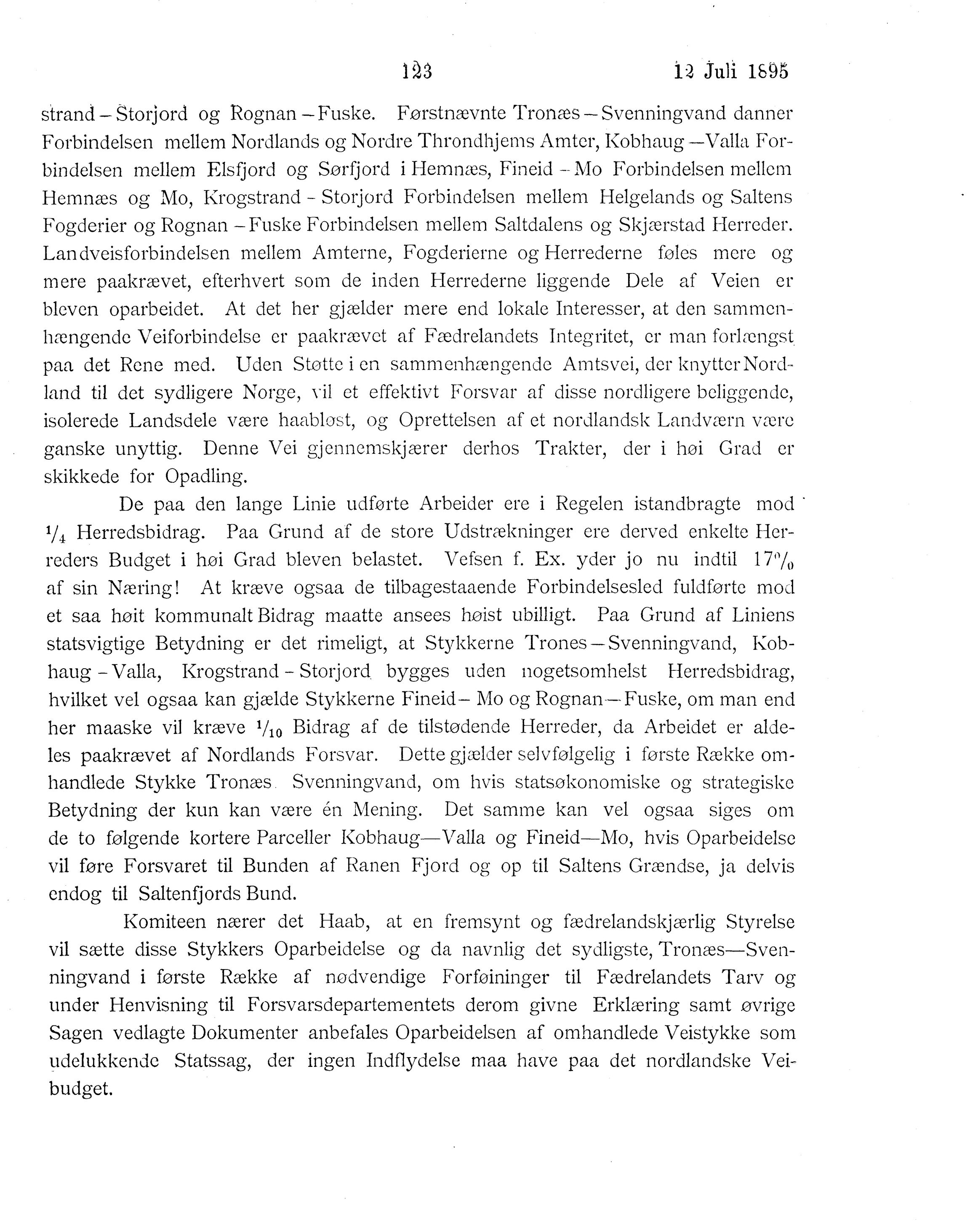 Nordland Fylkeskommune. Fylkestinget, AIN/NFK-17/176/A/Ac/L0018: Fylkestingsforhandlinger 1895, 1895