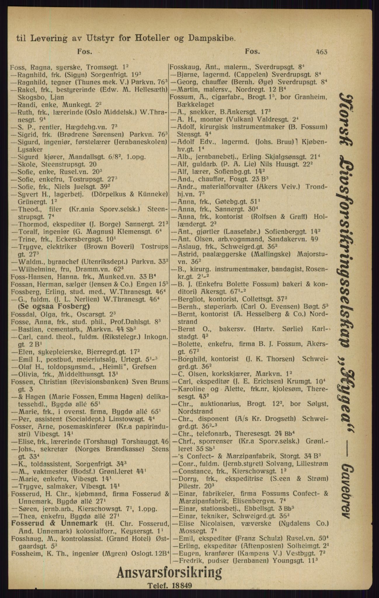 Kristiania/Oslo adressebok, PUBL/-, 1916, s. 463