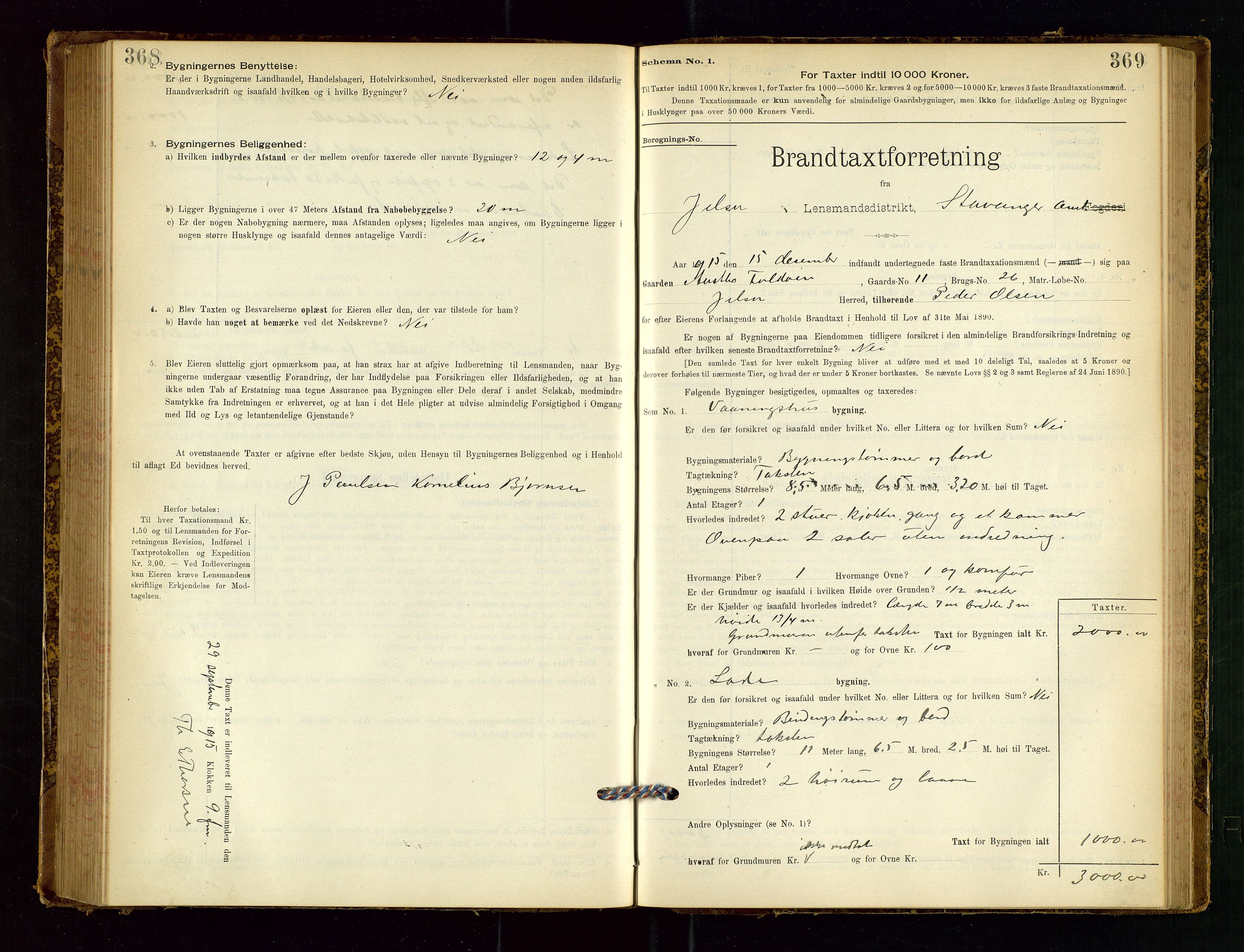 Jelsa lensmannskontor, SAST/A-100360/Gob/L0001: "Brandtaxationsprotocol", 1895-1918, s. 368-369