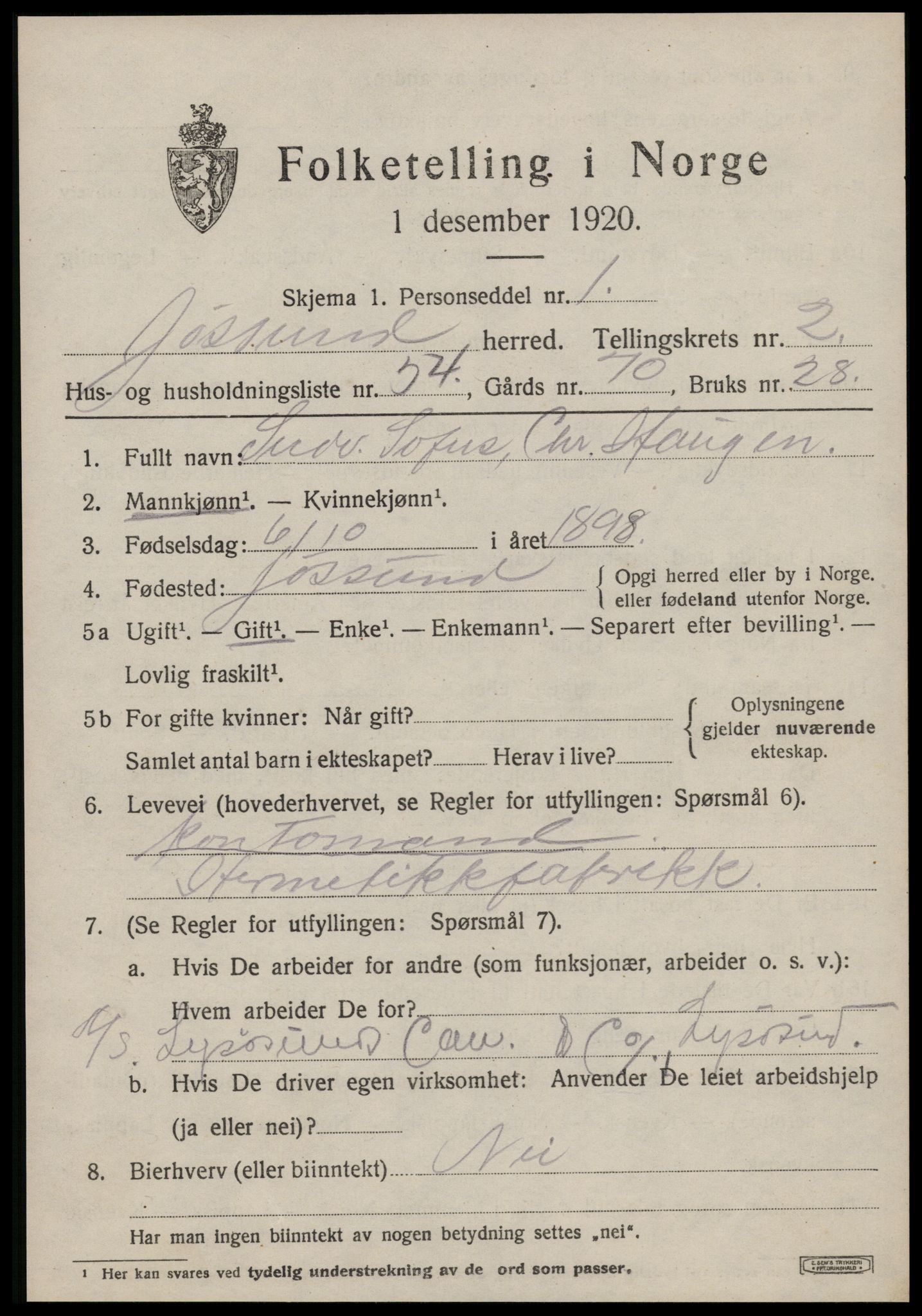 SAT, Folketelling 1920 for 1629 Jøssund herred, 1920, s. 1948