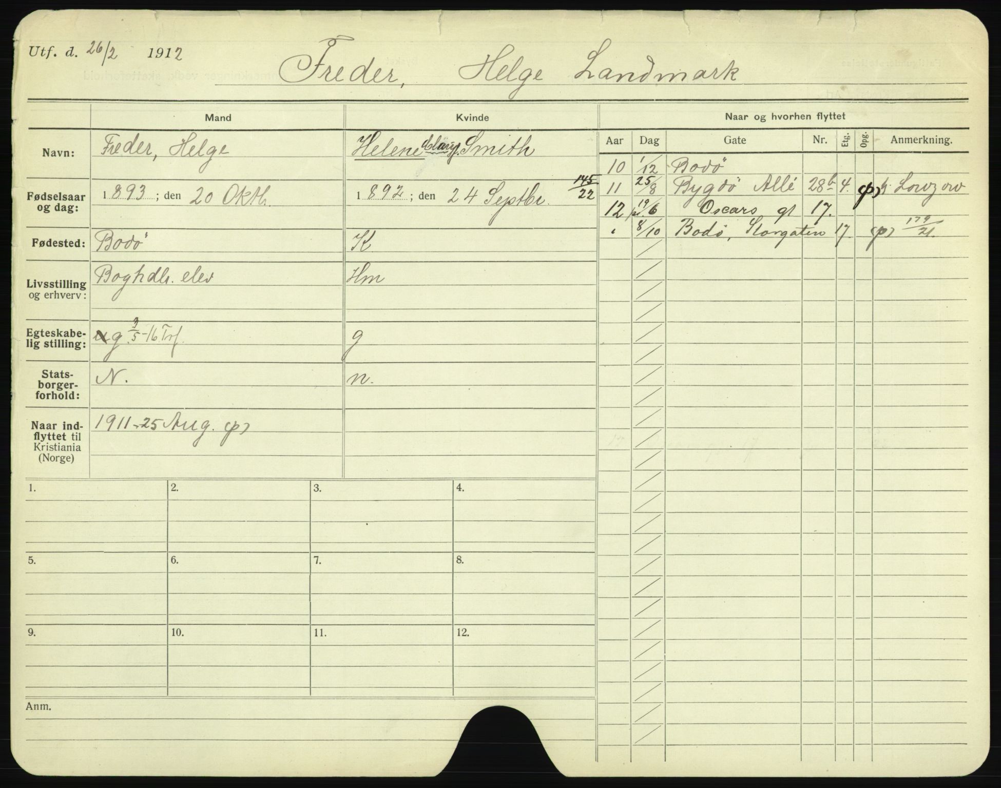 Oslo folkeregister, Registerkort, AV/SAO-A-11715/F/Fa/Fac/L0003: Menn, 1906-1914, s. 254a