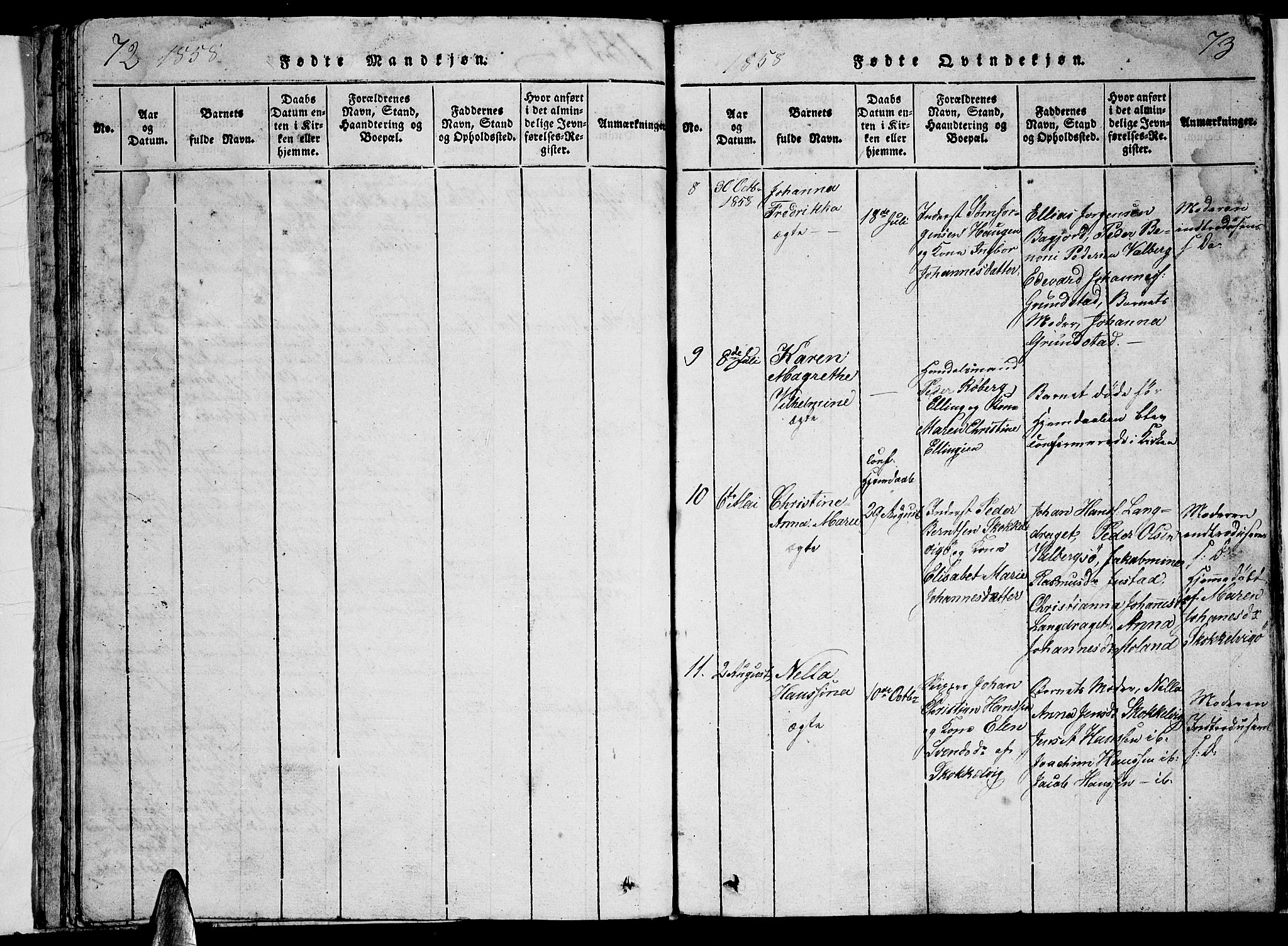 Ministerialprotokoller, klokkerbøker og fødselsregistre - Nordland, AV/SAT-A-1459/884/L1195: Klokkerbok nr. 884C01, 1837-1867, s. 72-73