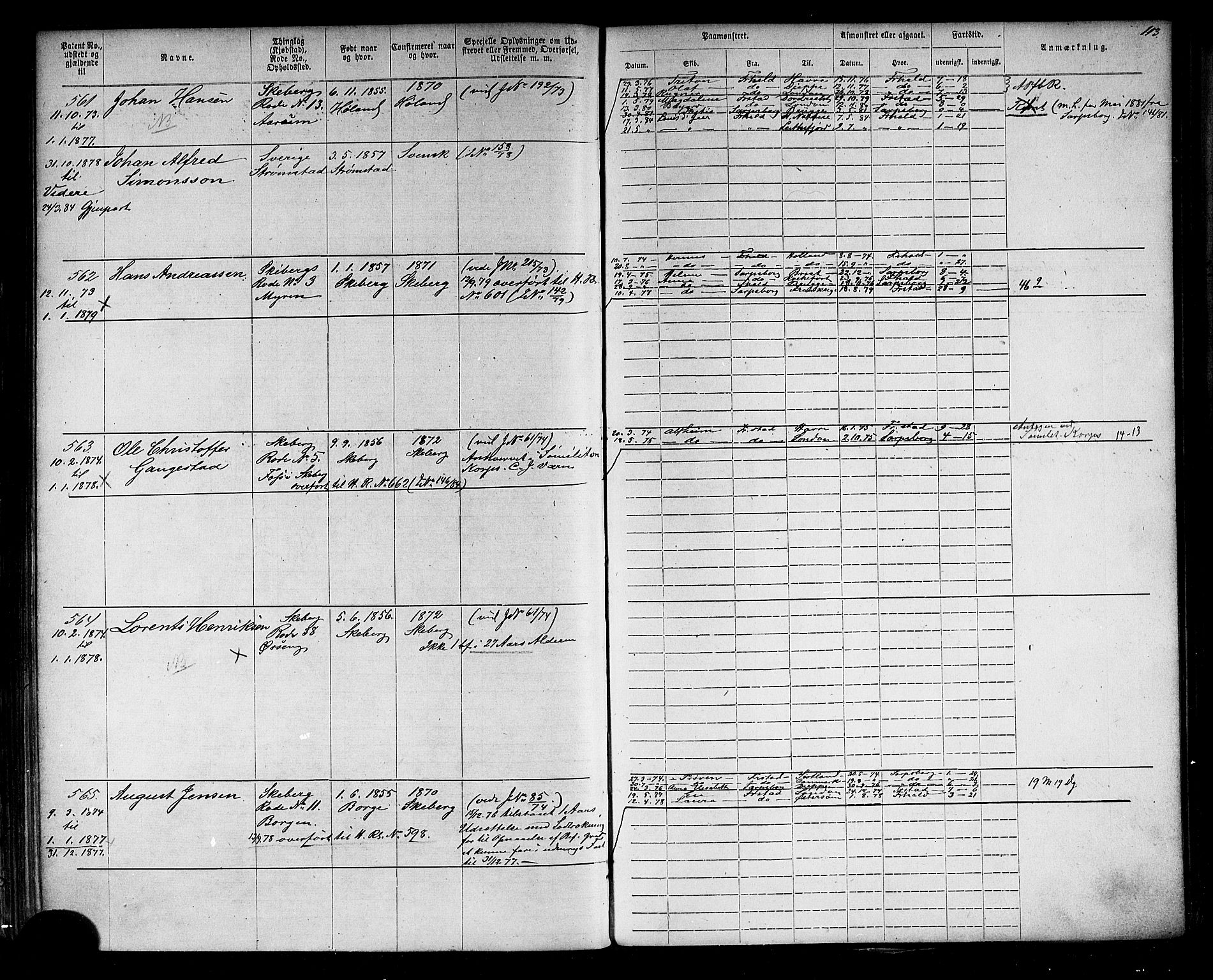 Halden mønstringskontor, AV/SAO-A-10569a/F/Fc/Fca/L0002: Annotasjonsrulle, 1868-1875, s. 130