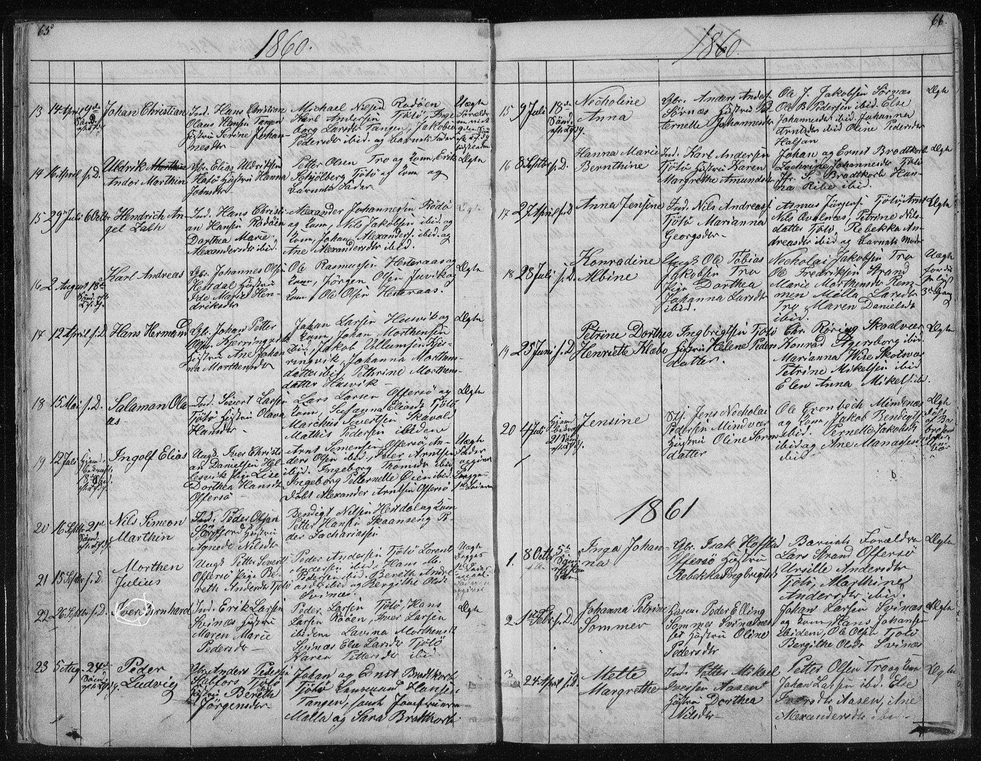 Ministerialprotokoller, klokkerbøker og fødselsregistre - Nordland, AV/SAT-A-1459/817/L0266: Klokkerbok nr. 817C01, 1841-1869, s. 65-66