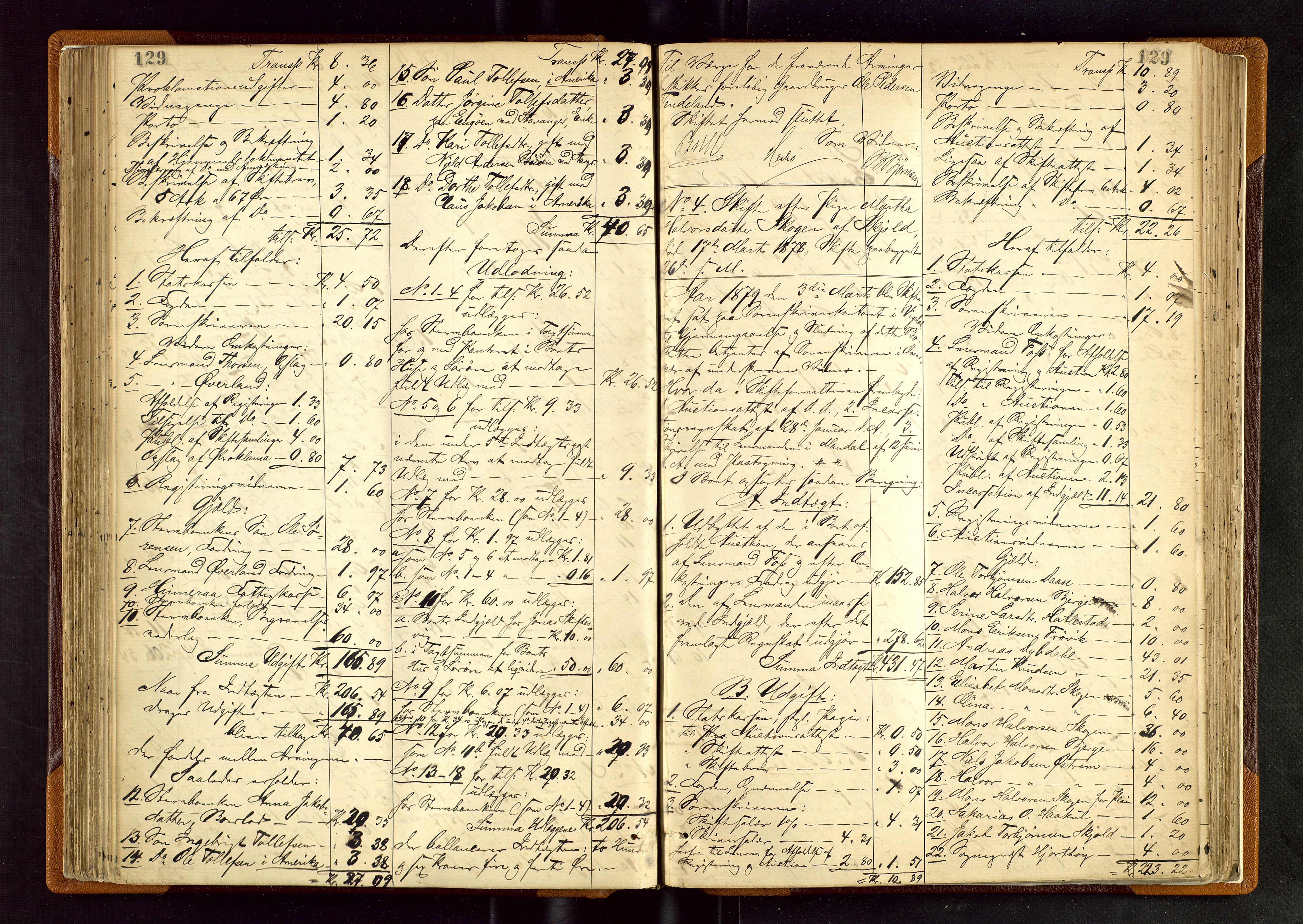 Ryfylke tingrett, AV/SAST-A-100055/001/IV/IVD/L0026: Skifteprotokoll, register i protokollen, 1876-1881, s. 129