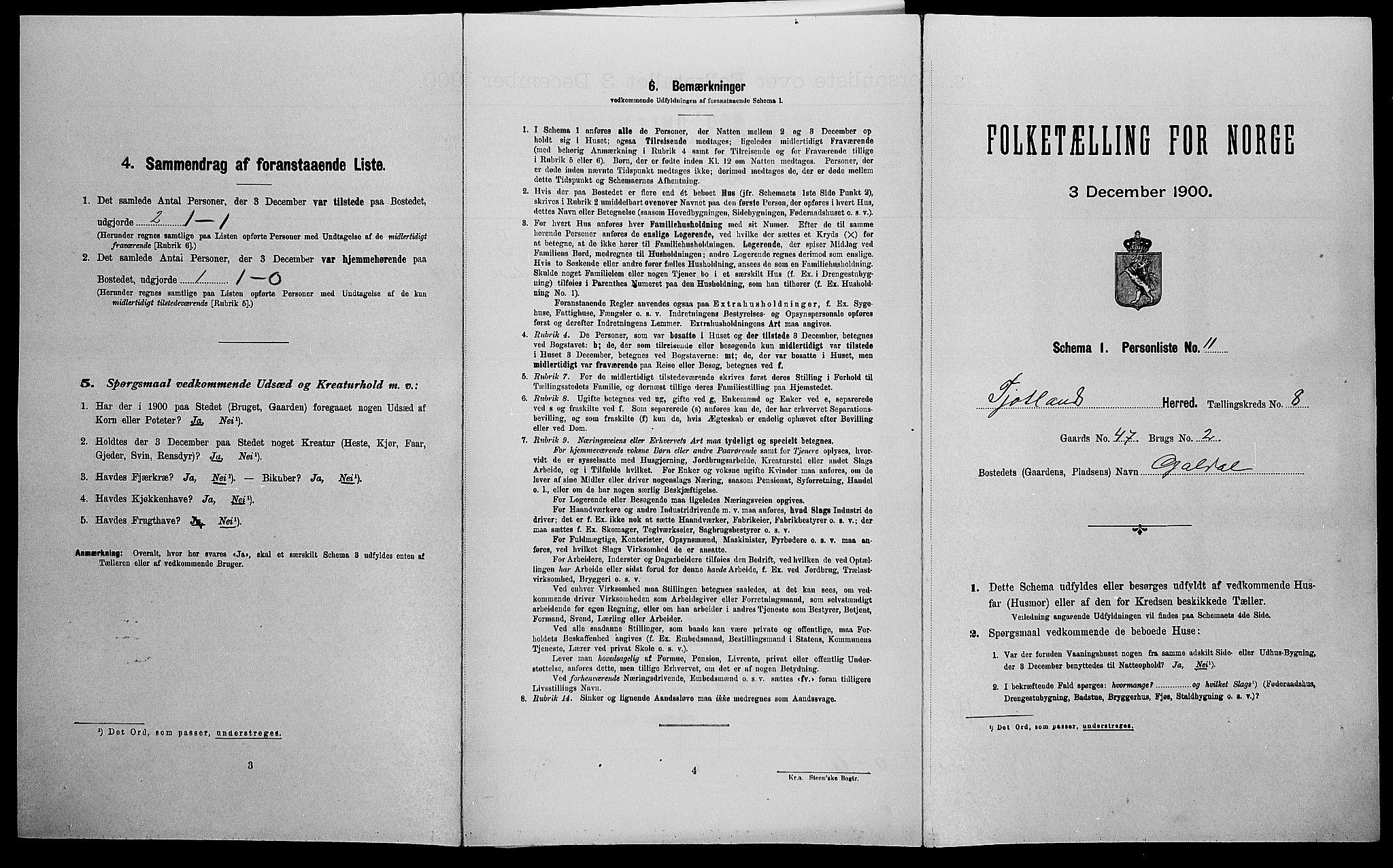 SAK, Folketelling 1900 for 1036 Fjotland herred, 1900, s. 317