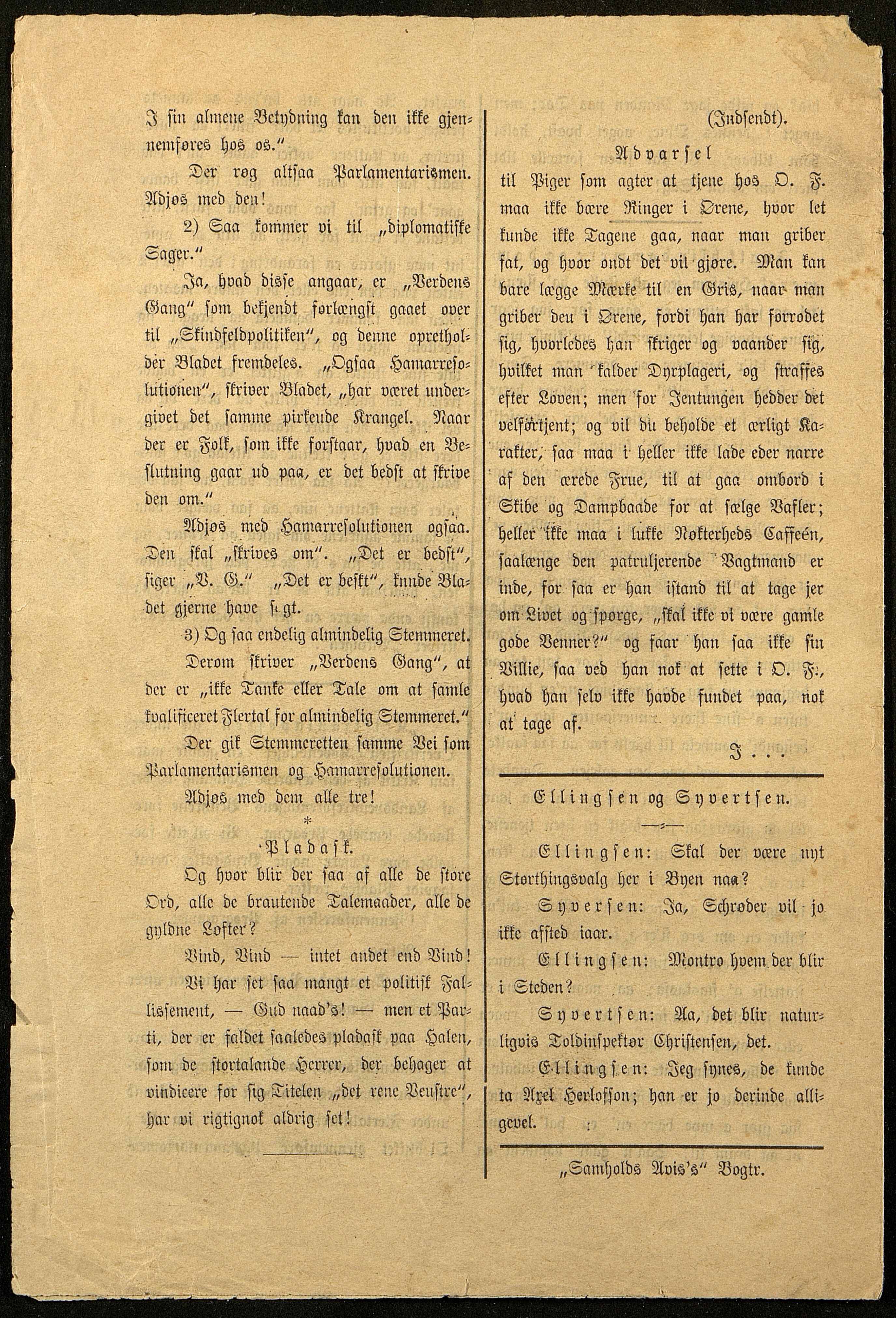 Spidskuglen, AAMA/PA-2823/X/L0001/0002: Spidskuglen / Årg. 1888, nr. 1–11, 16, 38, 43–46, 1888