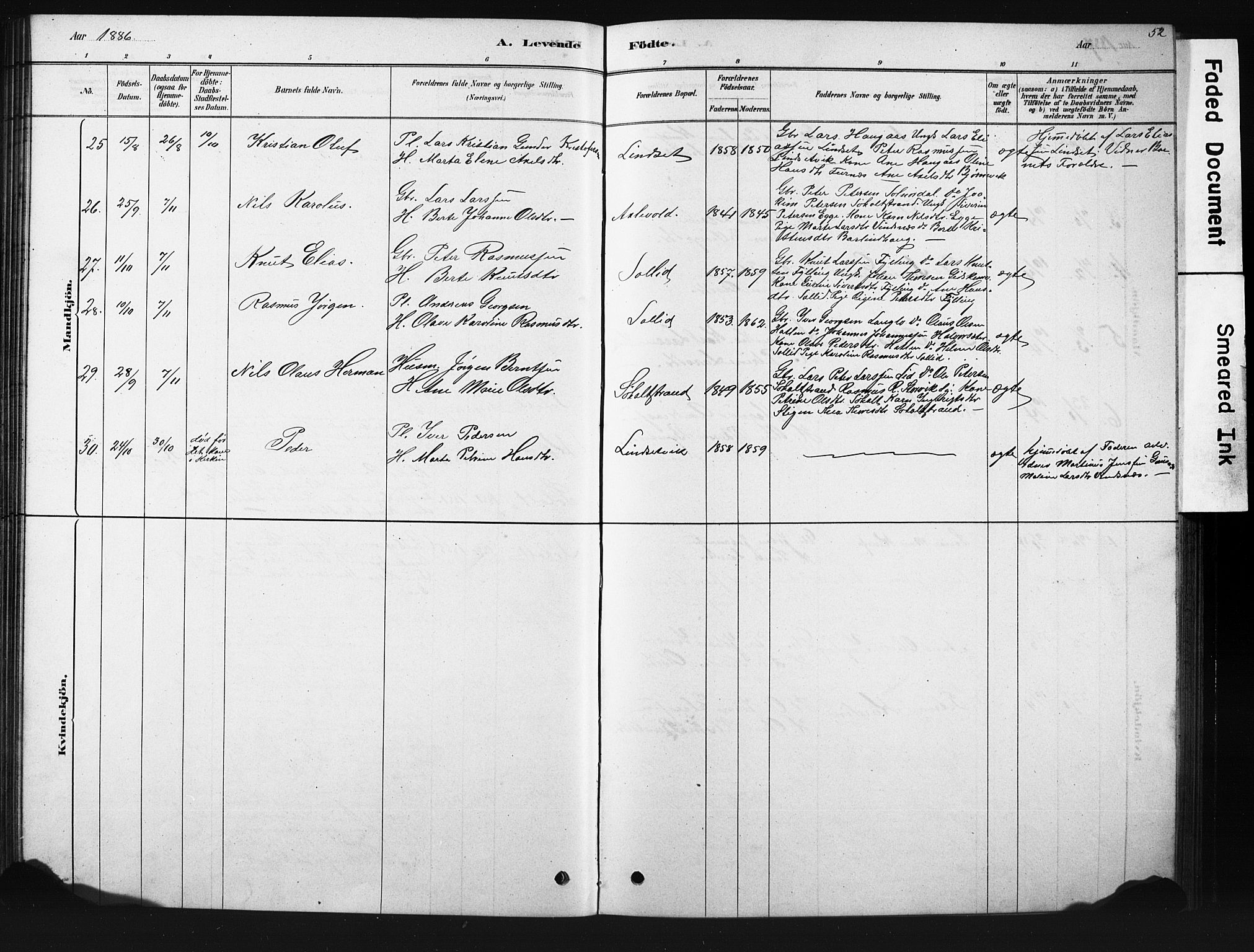 Ministerialprotokoller, klokkerbøker og fødselsregistre - Møre og Romsdal, SAT/A-1454/522/L0326: Klokkerbok nr. 522C05, 1878-1890, s. 52