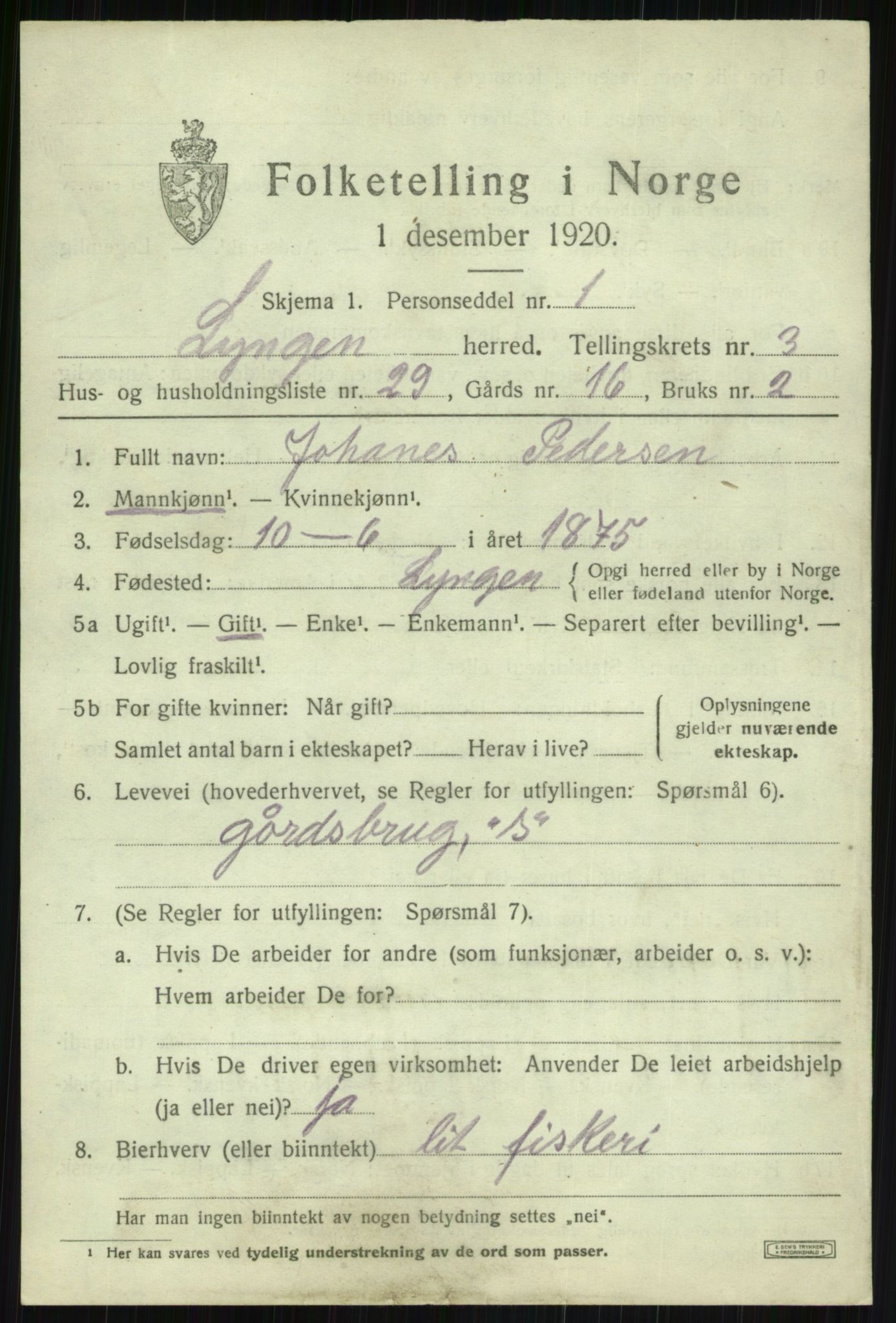 SATØ, Folketelling 1920 for 1938 Lyngen herred, 1920, s. 3851
