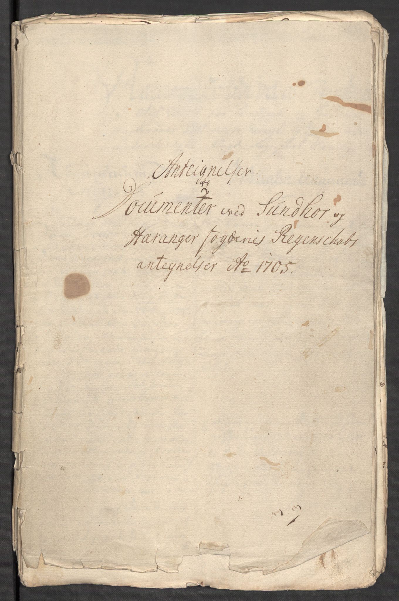 Rentekammeret inntil 1814, Reviderte regnskaper, Fogderegnskap, RA/EA-4092/R48/L2983: Fogderegnskap Sunnhordland og Hardanger, 1705, s. 261