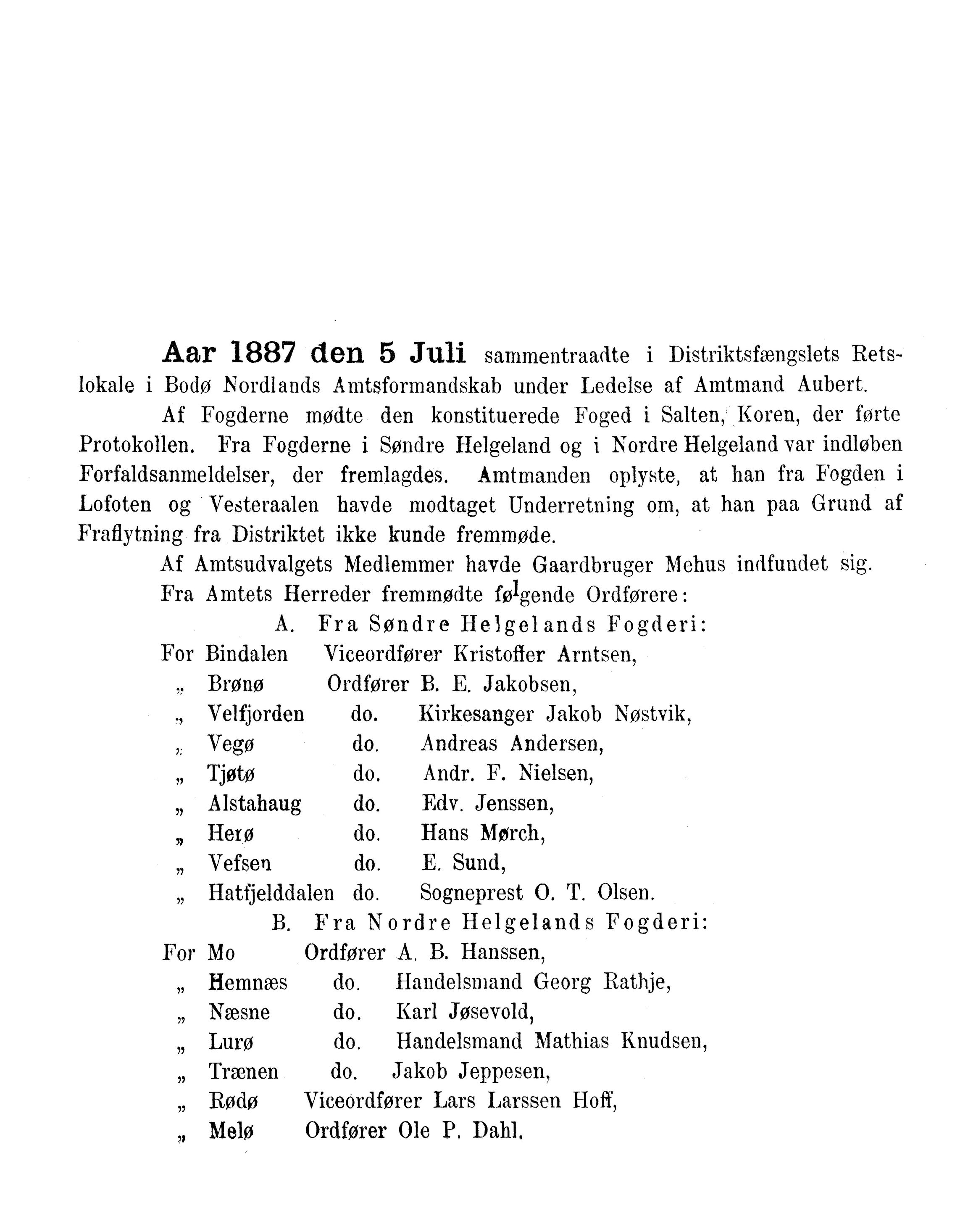 Nordland Fylkeskommune. Fylkestinget, AIN/NFK-17/176/A/Ac/L0015: Fylkestingsforhandlinger 1886-1890, 1886-1890