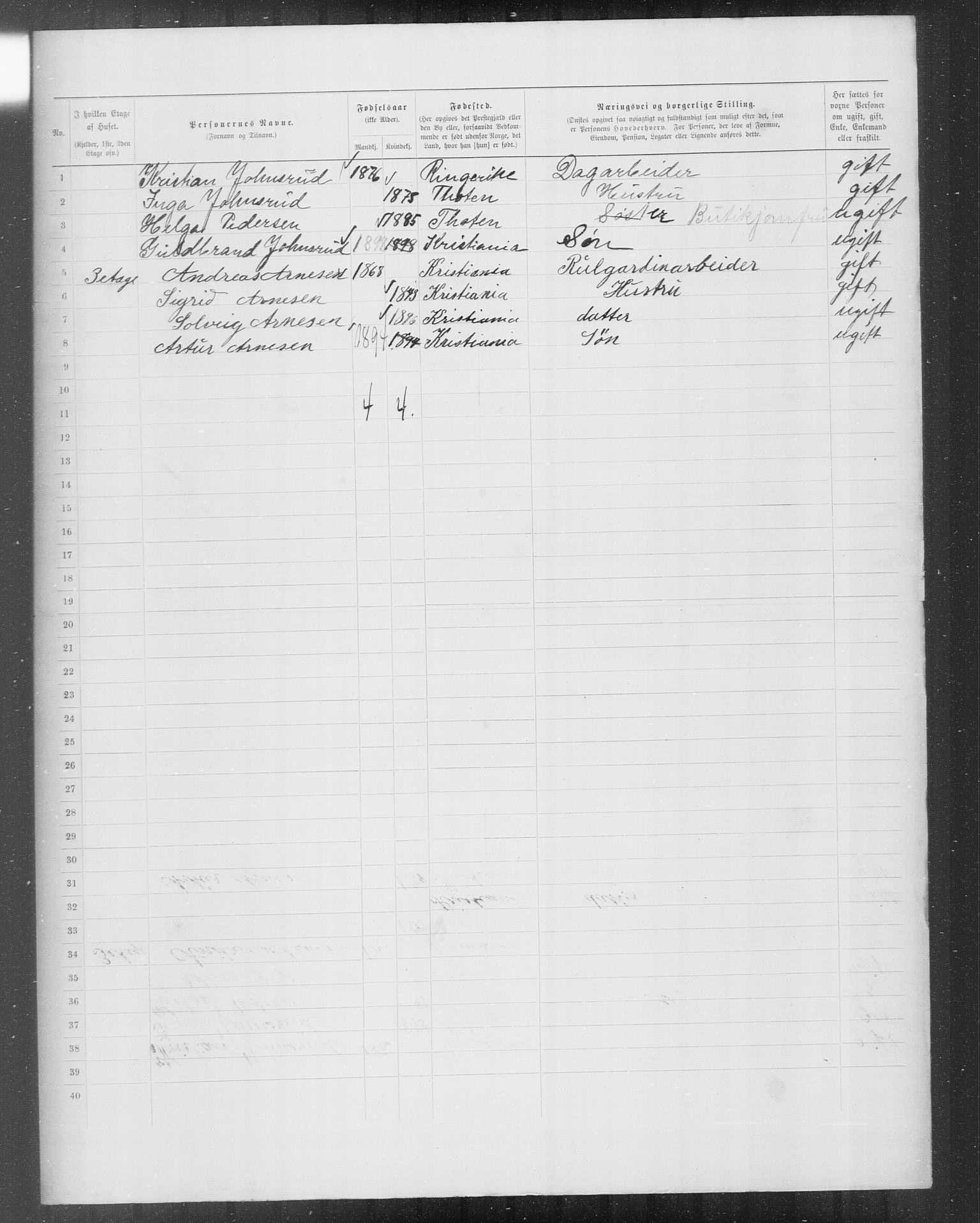 OBA, Kommunal folketelling 31.12.1899 for Kristiania kjøpstad, 1899, s. 9486