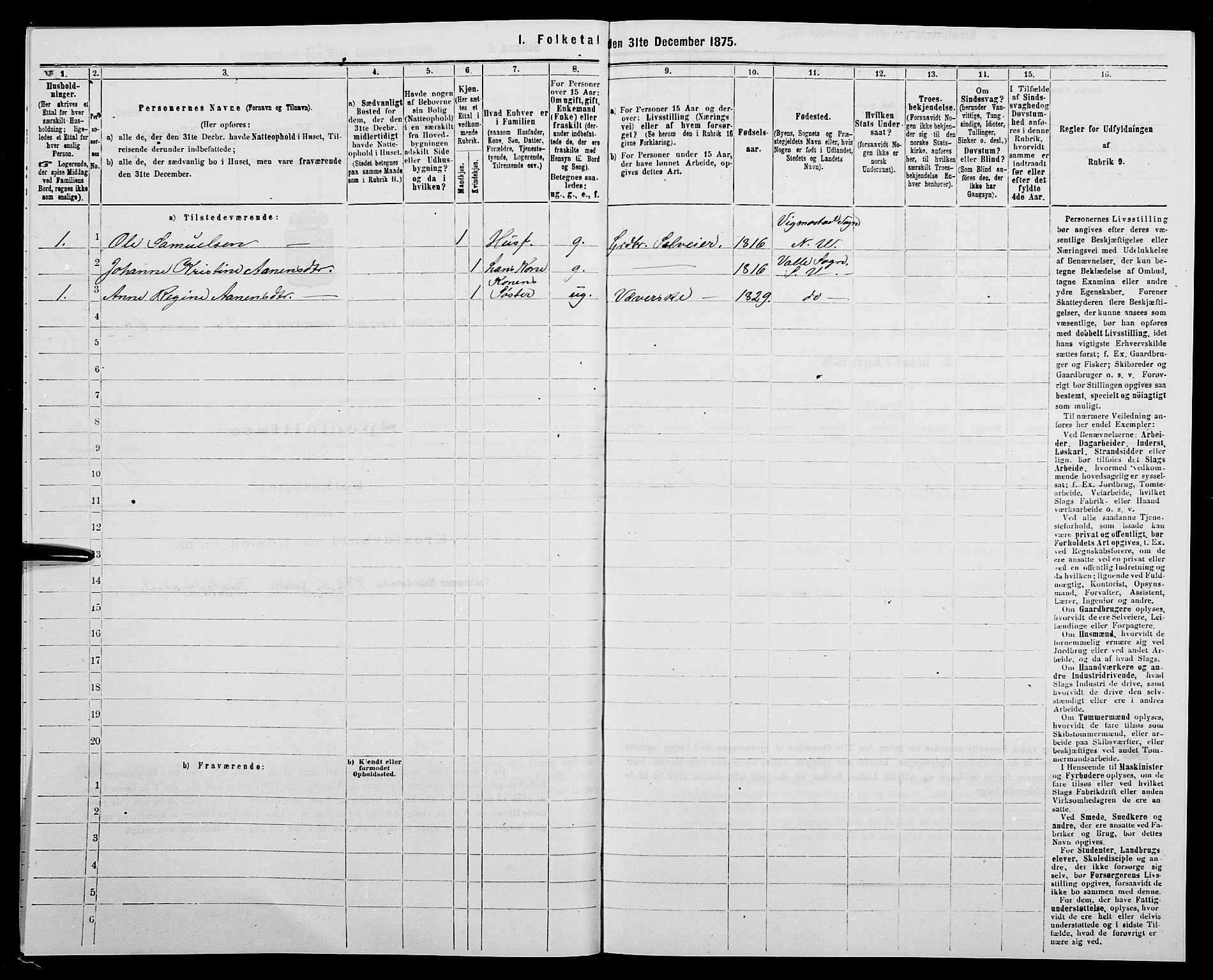 SAK, Folketelling 1875 for 1029P Sør-Audnedal prestegjeld, 1875, s. 382