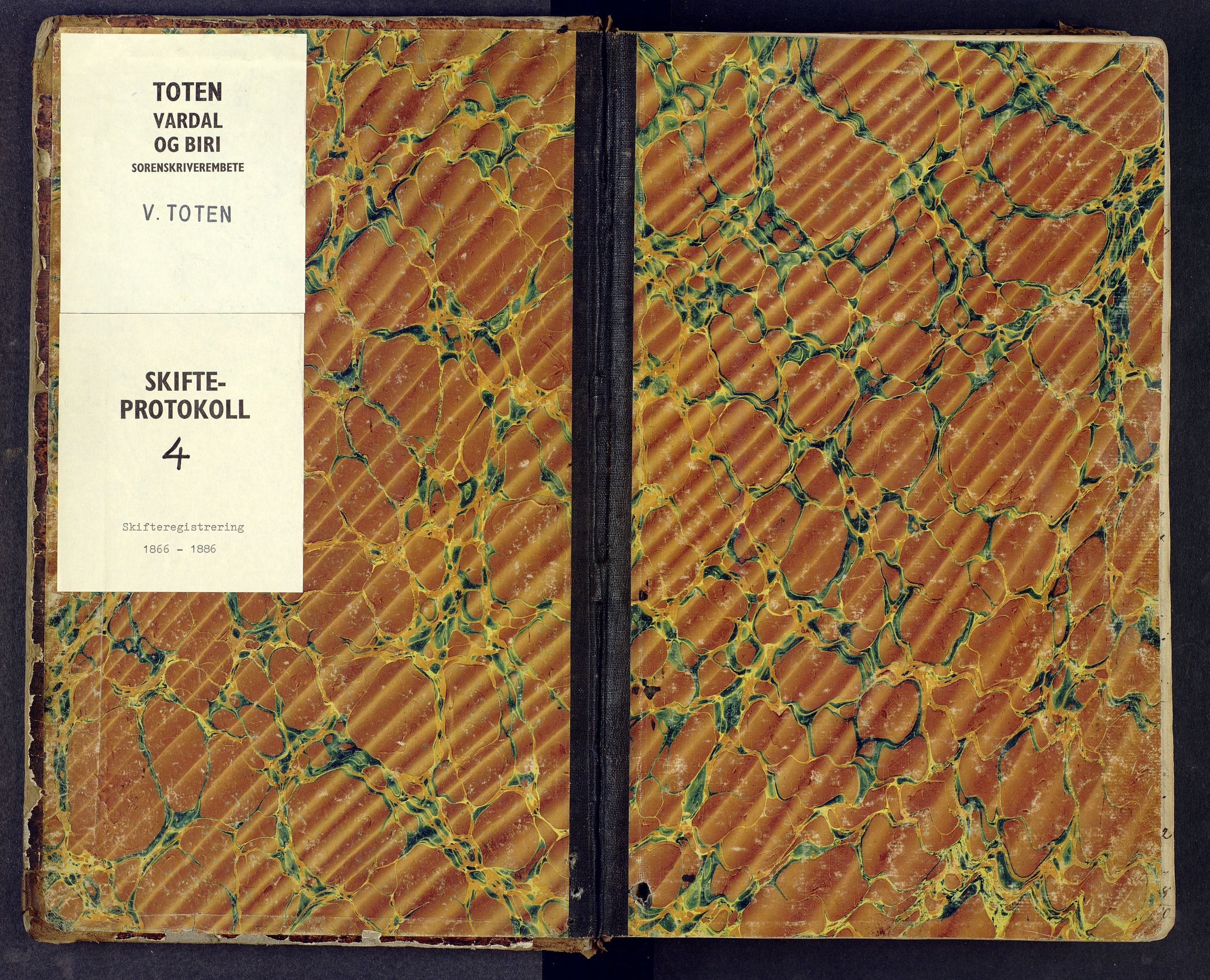 Toten tingrett, SAH/TING-006/J/Jf/L0004: Skifteregistreringsprotokoll - Vestre Toten, 1866-1886