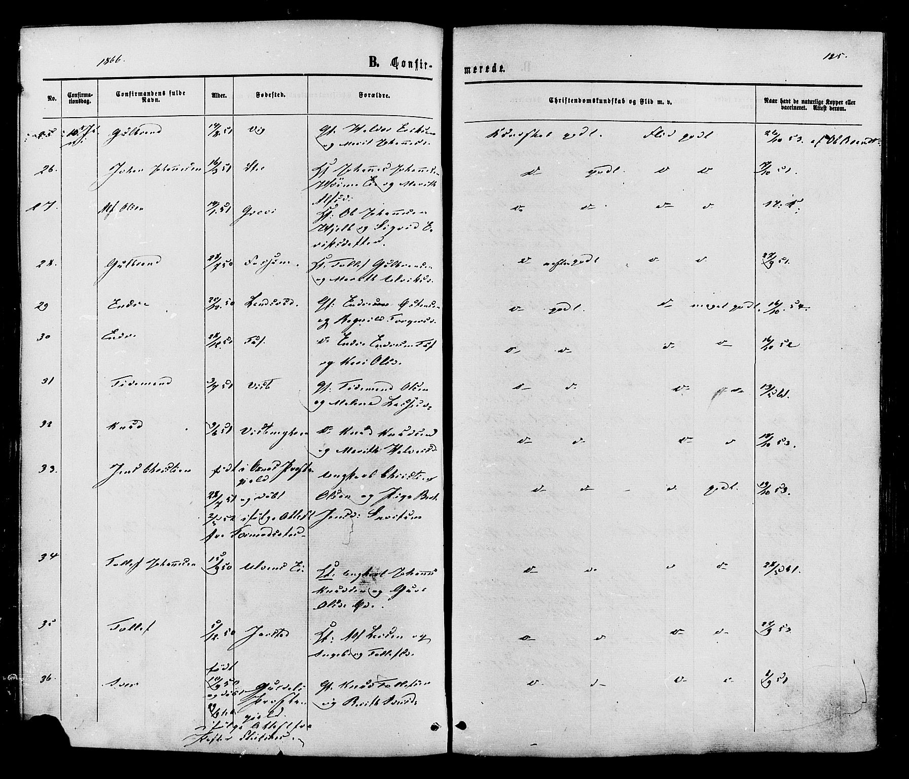 Vestre Slidre prestekontor, AV/SAH-PREST-136/H/Ha/Haa/L0003: Ministerialbok nr. 3, 1865-1880, s. 125
