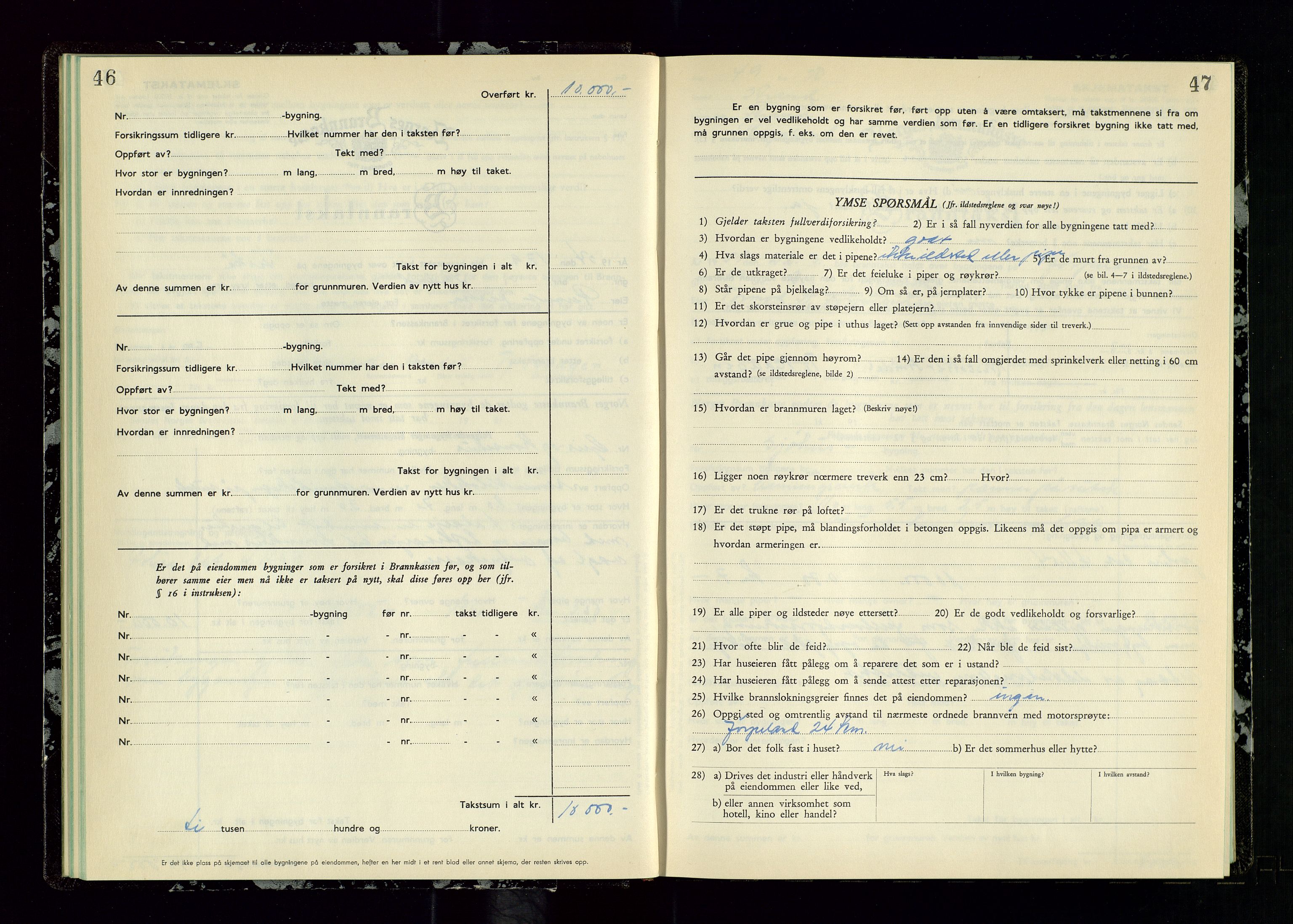Strand og Forsand lensmannskontor, SAST/A-100451/Gob/L0003: Branntakstprotokoll, 1953-1955, s. 46-47