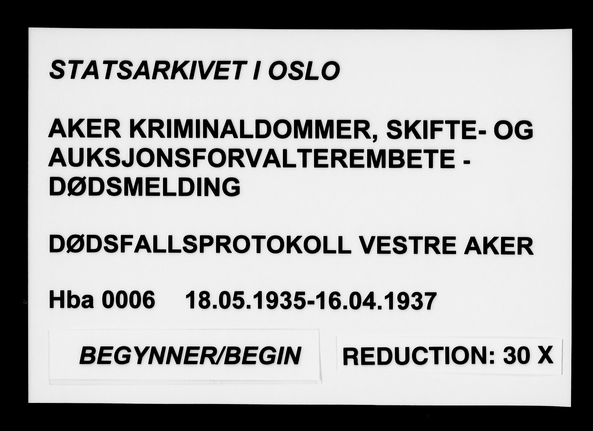 Aker kriminaldommer, skifte- og auksjonsforvalterembete, AV/SAO-A-10452/H/Hb/Hba/Hbab/L0006: Dødsfallsprotokoll for Vestre Aker, 1935-1937