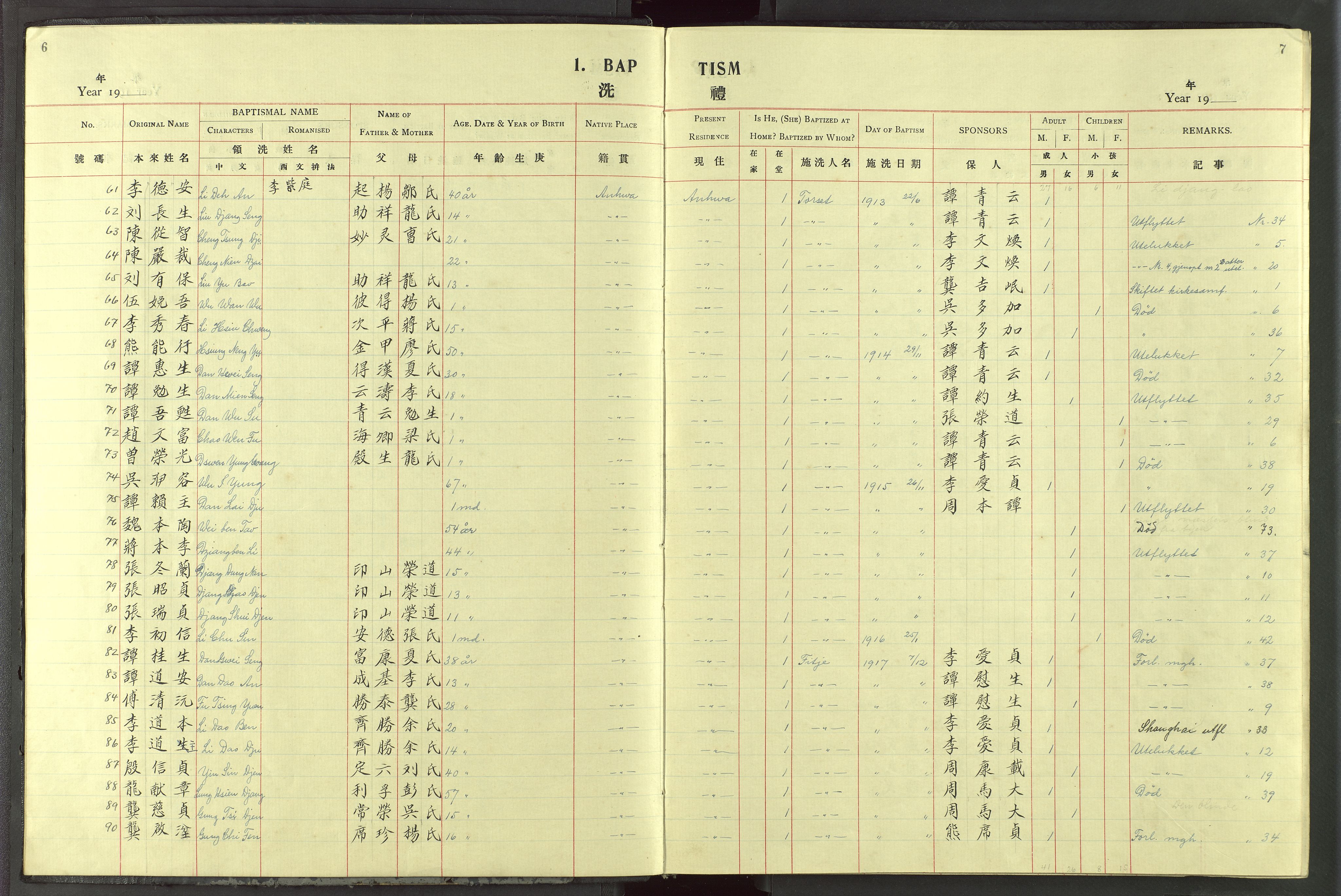 Det Norske Misjonsselskap - utland - Kina (Hunan), VID/MA-A-1065/Dm/L0087: Ministerialbok nr. 125, 1906-1948, s. 6-7