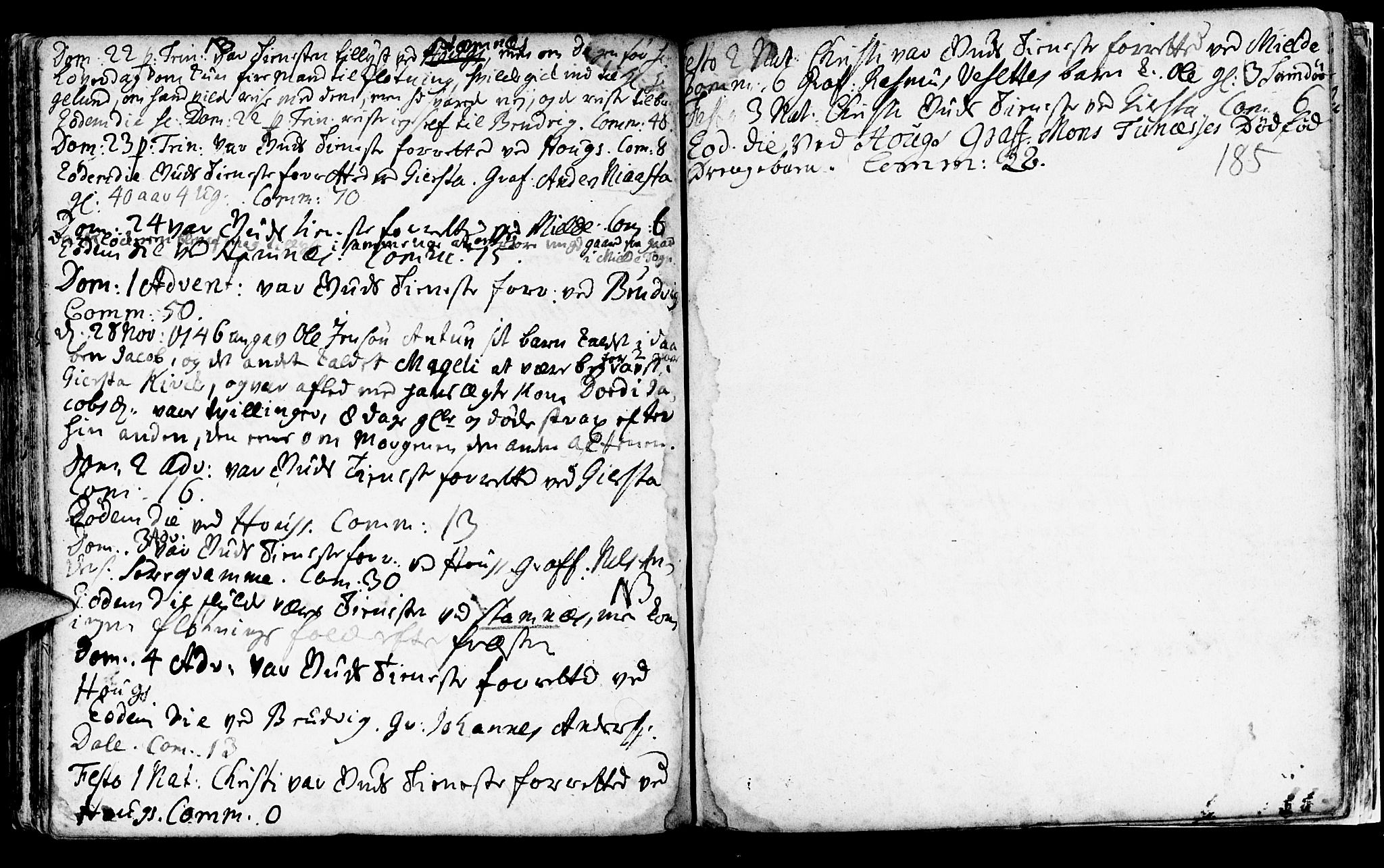 Haus sokneprestembete, SAB/A-75601/H/Haa: Ministerialbok nr. A 5, 1733-1747, s. 185