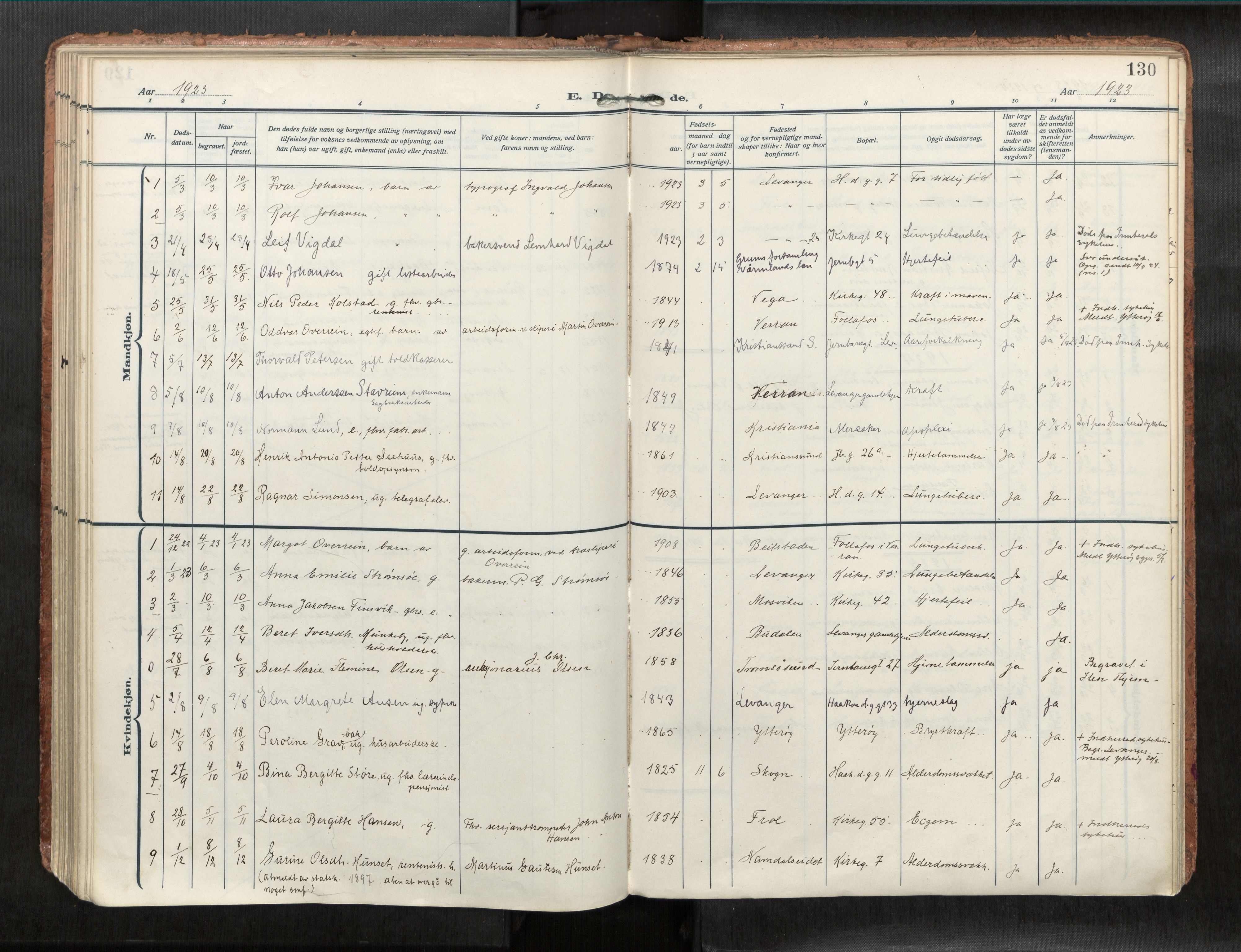 Levanger sokneprestkontor, AV/SAT-A-1301/2/H/Haa/L0001: Ministerialbok nr. 1, 1912-1932, s. 130