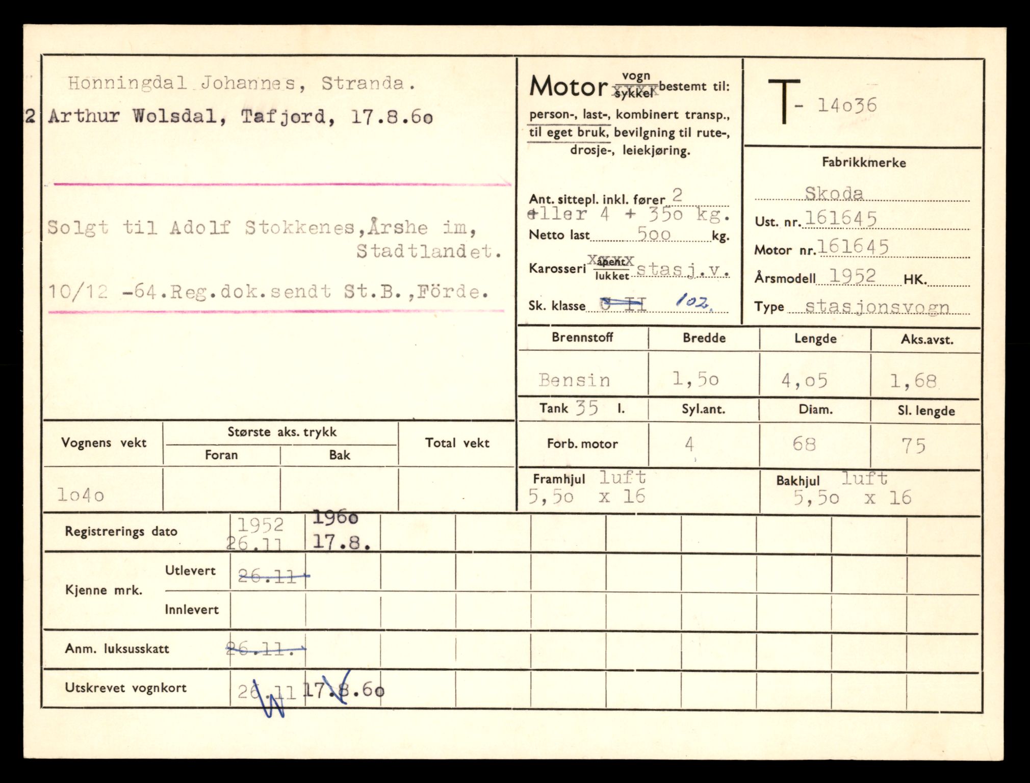 Møre og Romsdal vegkontor - Ålesund trafikkstasjon, AV/SAT-A-4099/F/Fe/L0042: Registreringskort for kjøretøy T 13906 - T 14079, 1927-1998, s. 2075