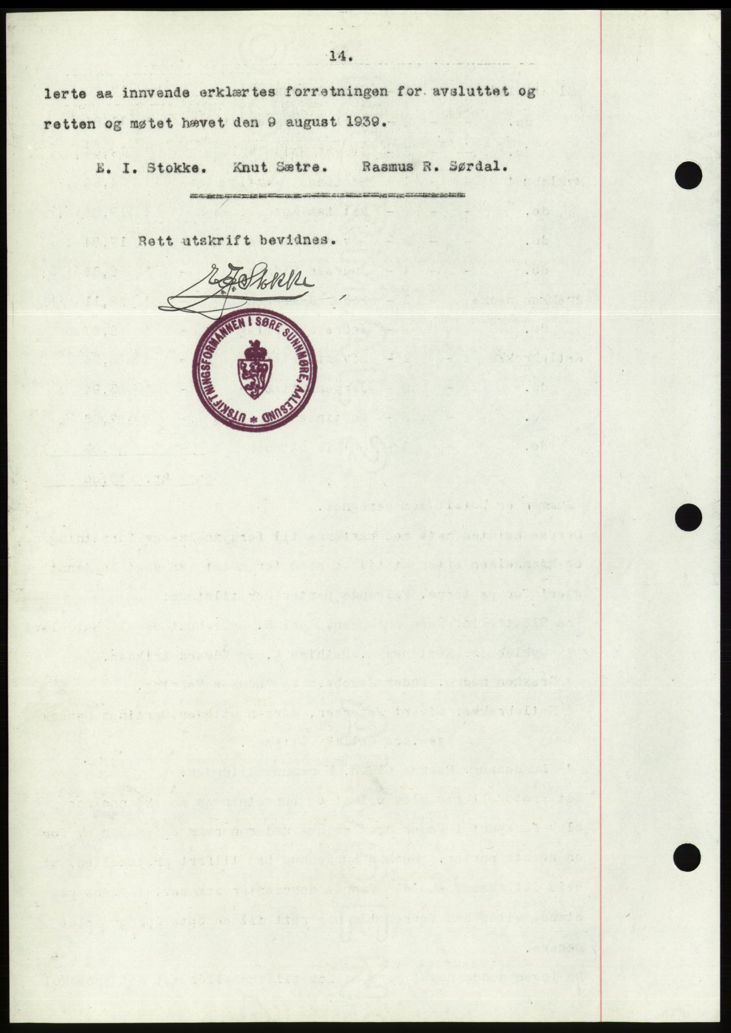 Søre Sunnmøre sorenskriveri, AV/SAT-A-4122/1/2/2C/L0069: Pantebok nr. 63, 1939-1940, Dagboknr: 65/1940