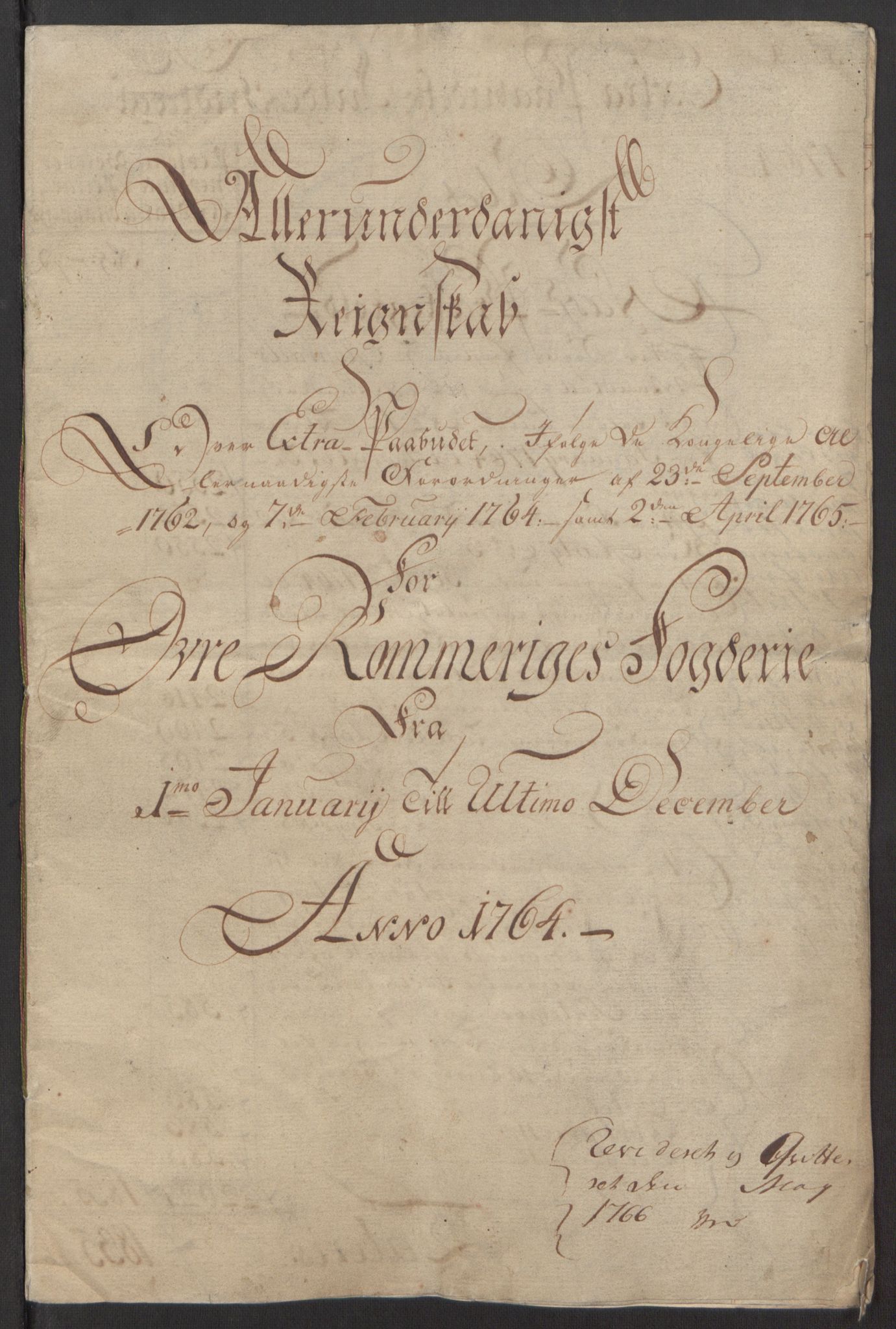 Rentekammeret inntil 1814, Reviderte regnskaper, Fogderegnskap, AV/RA-EA-4092/R12/L0803: Ekstraskatten Øvre Romerike, 1763-1764, s. 185