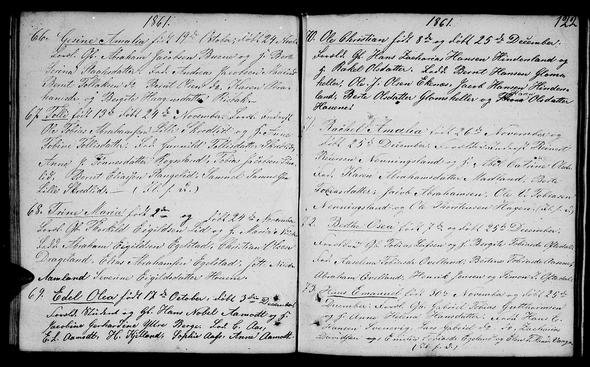 Lyngdal sokneprestkontor, AV/SAK-1111-0029/F/Fb/Fbc/L0002: Klokkerbok nr. B 2, 1849-1864, s. 122