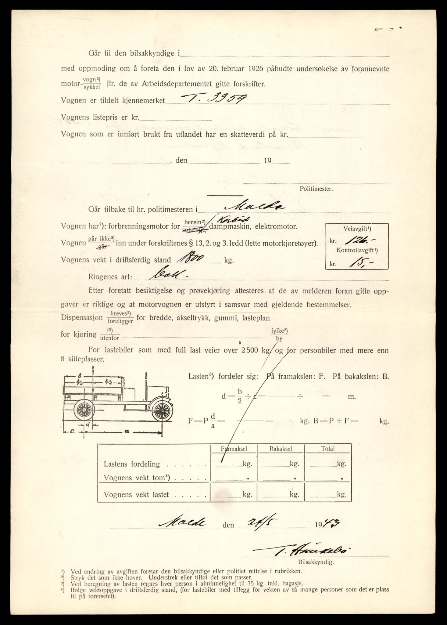 Møre og Romsdal vegkontor - Ålesund trafikkstasjon, SAT/A-4099/F/Fe/L0003: Registreringskort for kjøretøy T 232 - T 340, 1927-1998, s. 2907