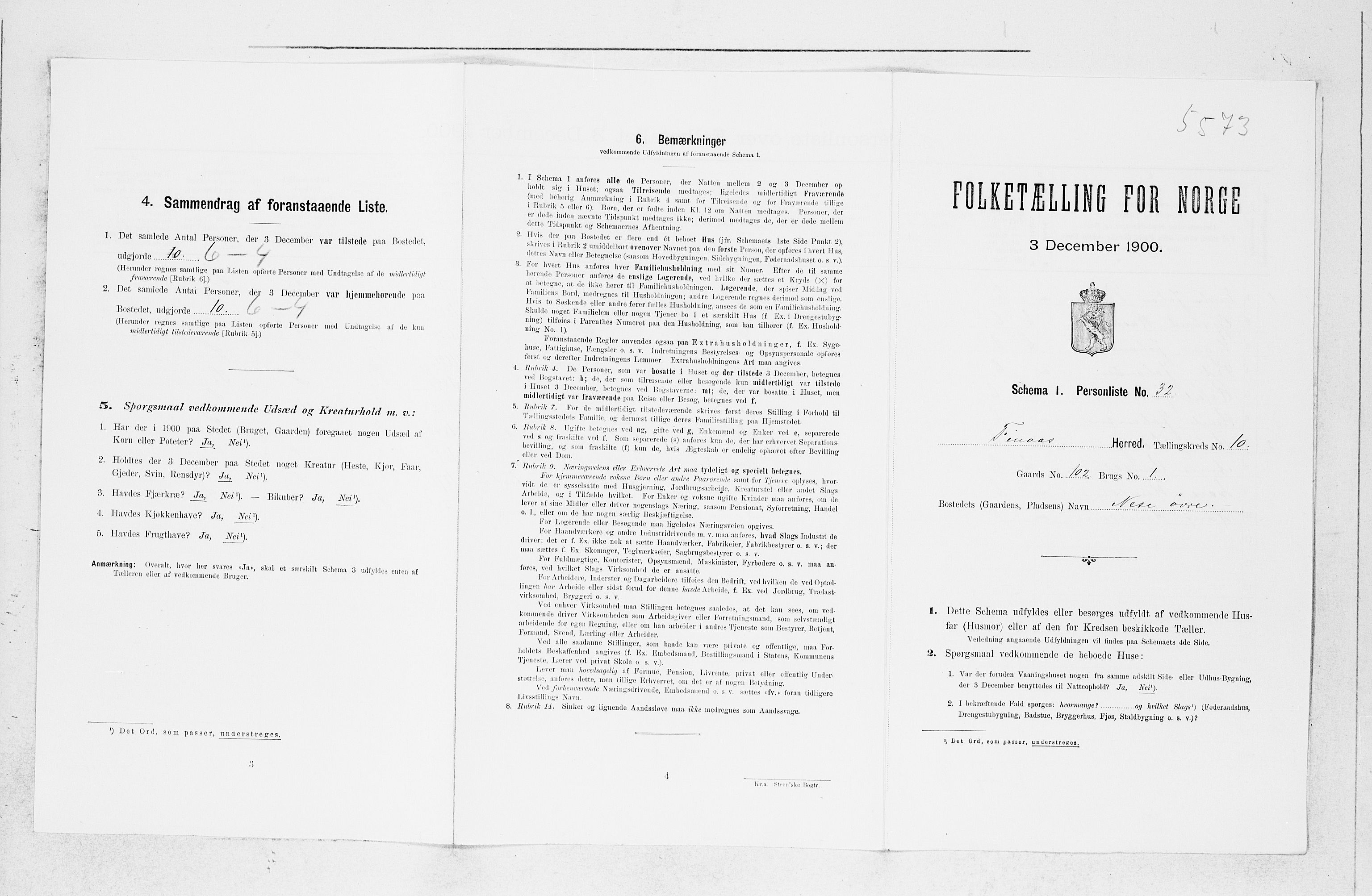 SAB, Folketelling 1900 for 1218 Finnås herred, 1900, s. 1106